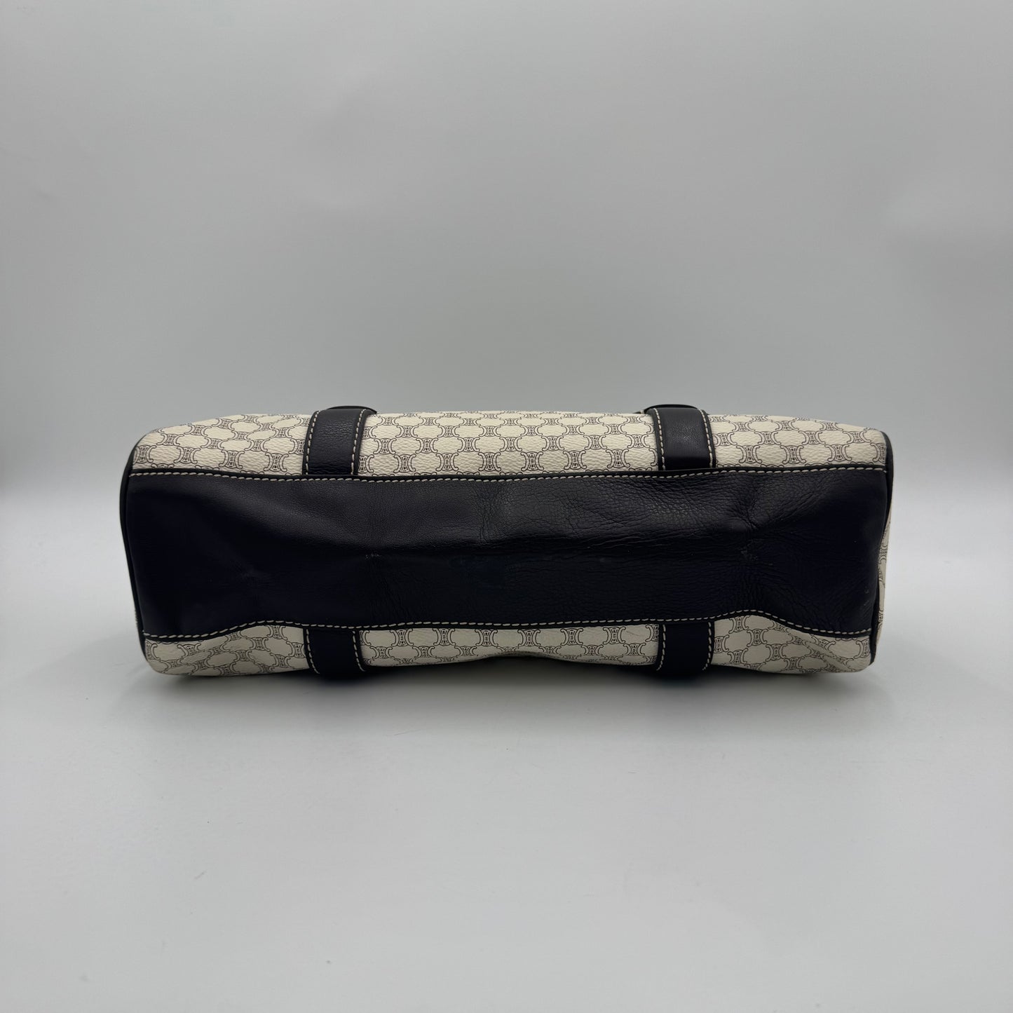 Celine Paris White Macadam Zip Around Bowler Bag