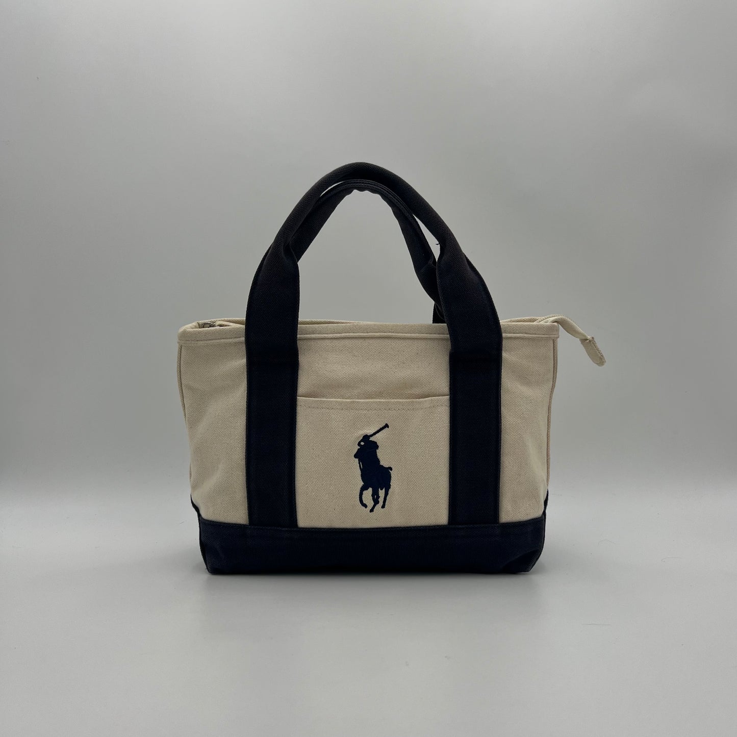 Polo Ralph Lauren Ivory and Navy Small Canvas Tote