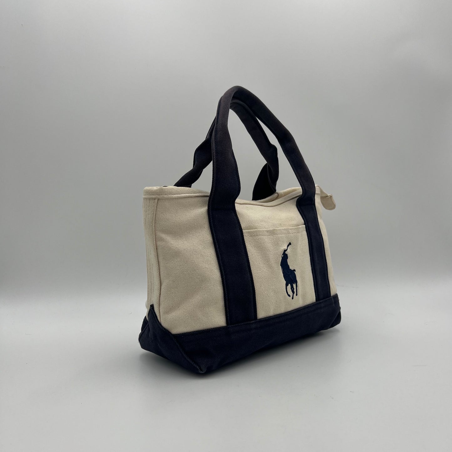 Polo Ralph Lauren Ivory and Navy Small Canvas Tote