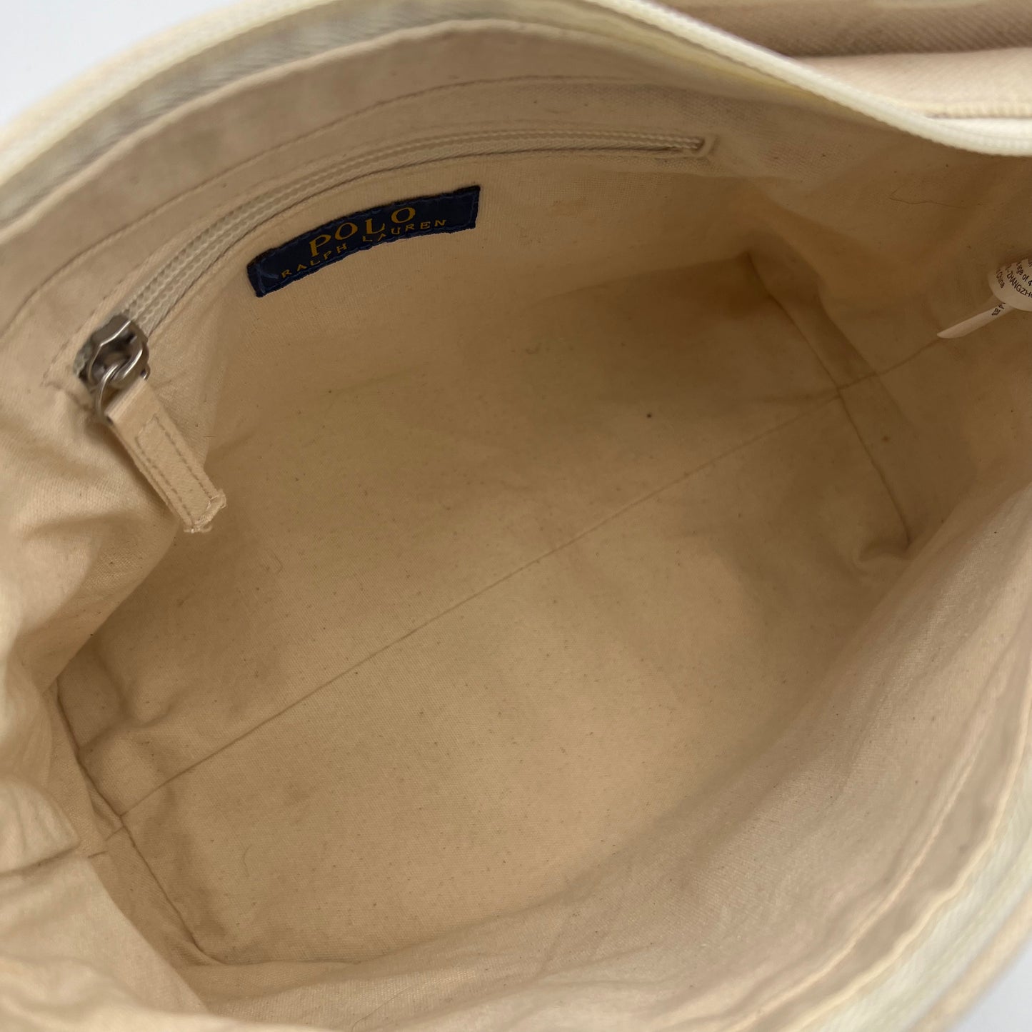 Polo Ralph Lauren Ivory and Navy Small Canvas Tote