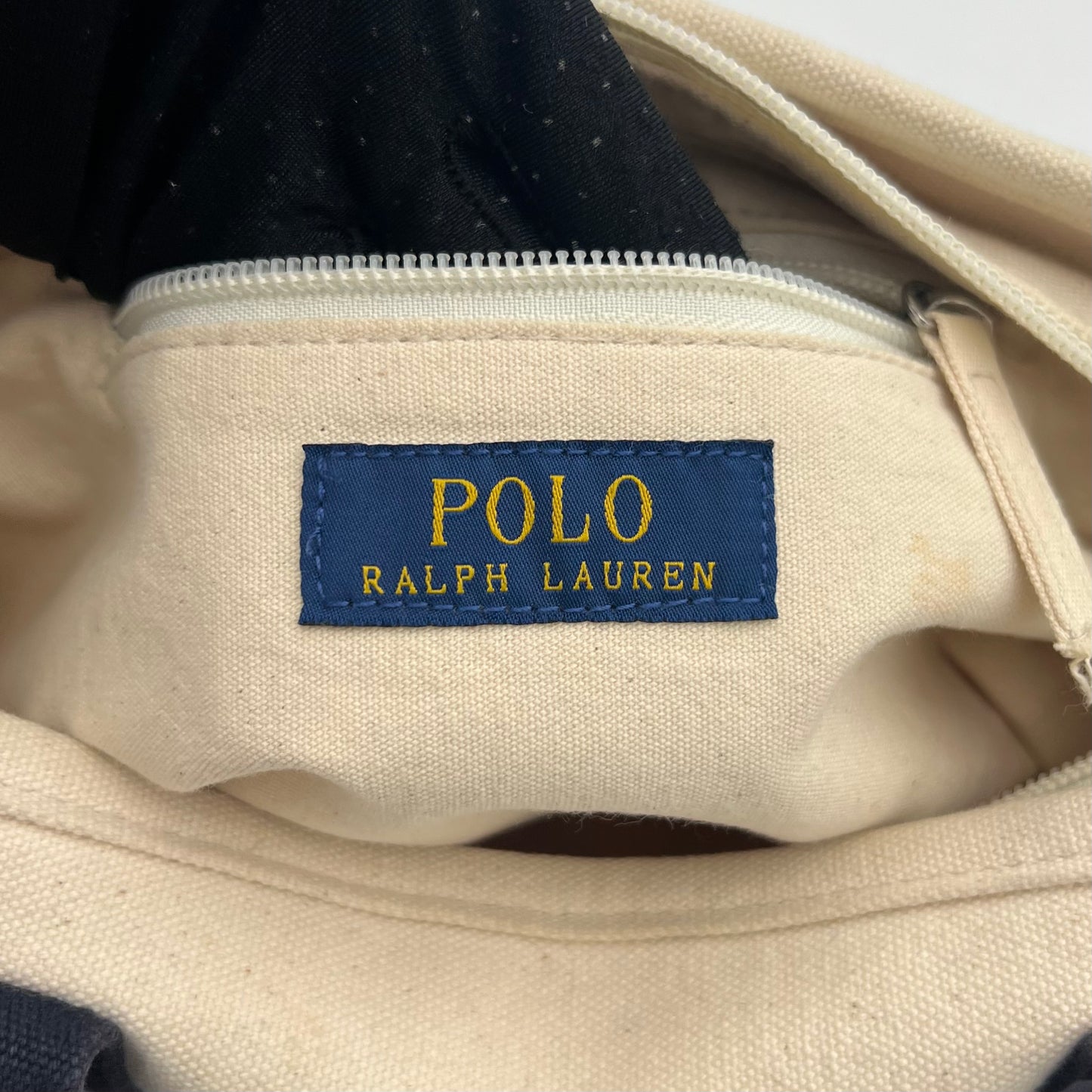 Polo Ralph Lauren Ivory and Navy Small Canvas Tote