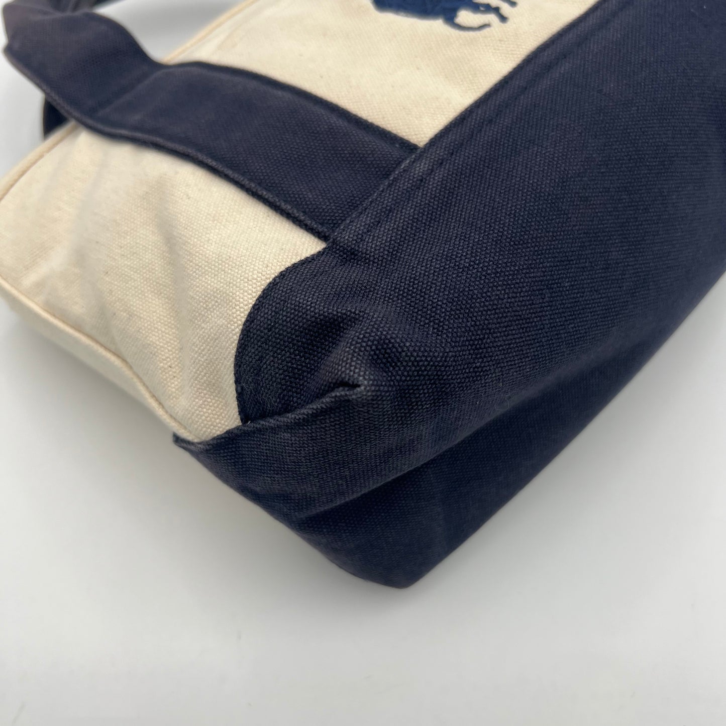 Polo Ralph Lauren Ivory and Navy Small Canvas Tote