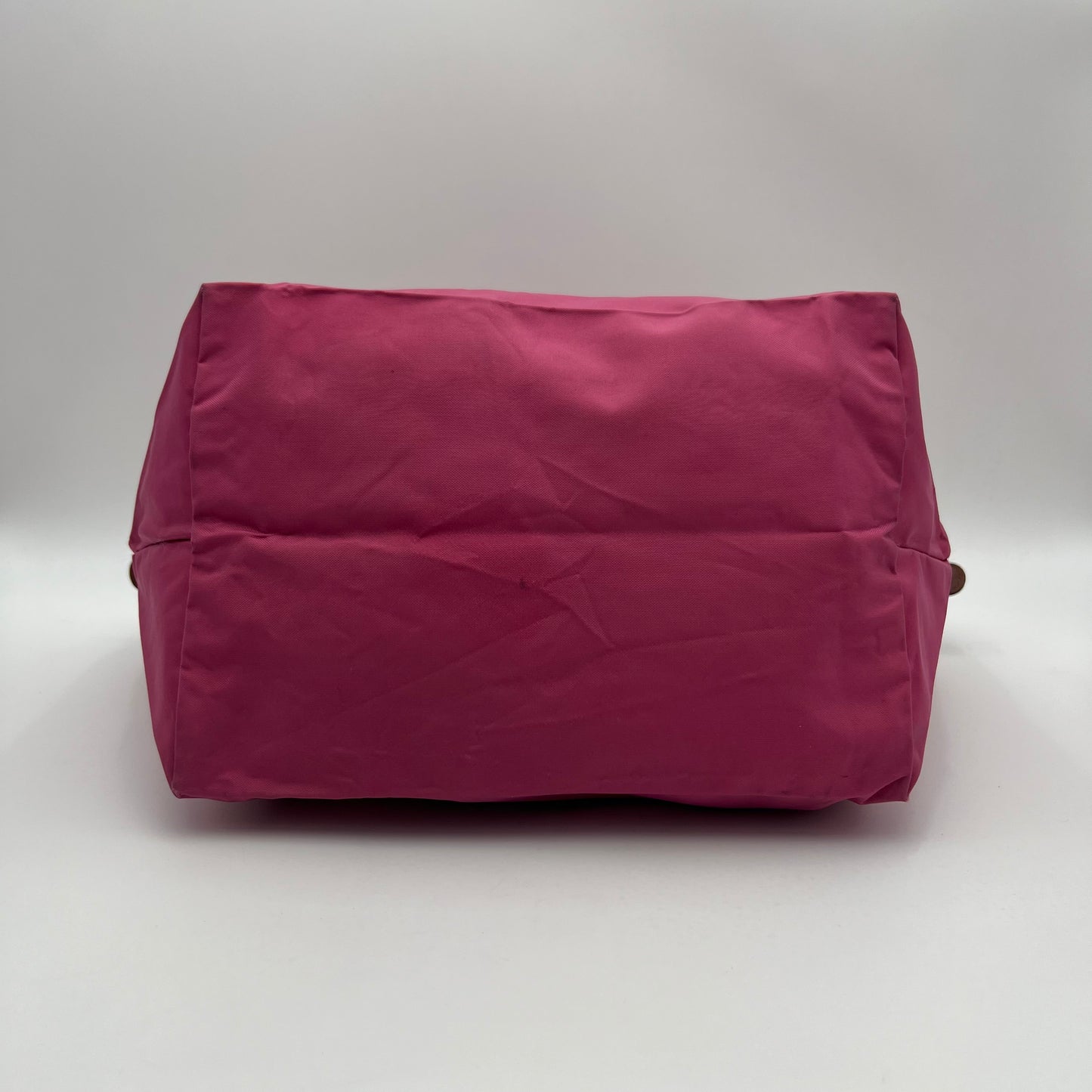 Longchamp Pink Brown Leather Short Handle Le Pliate Tote Type M