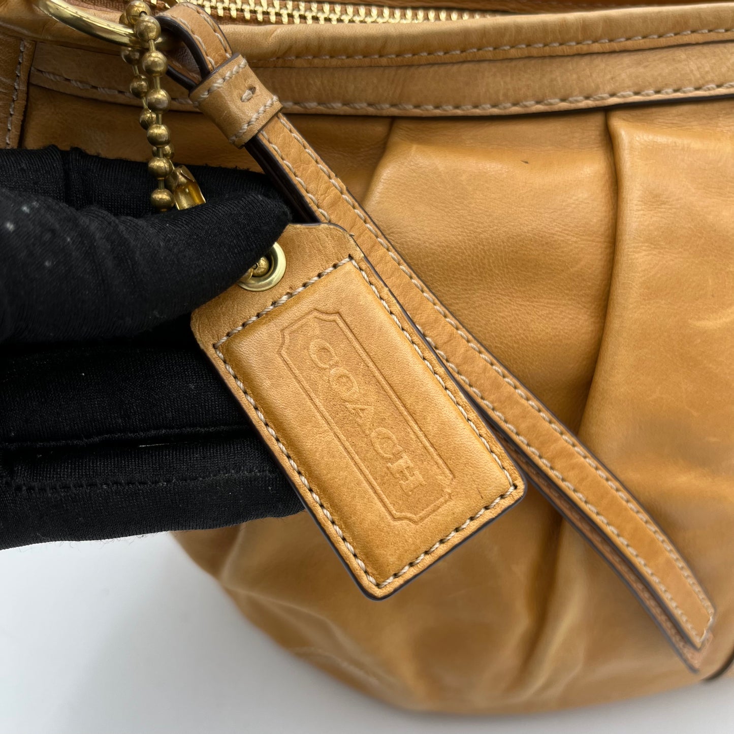 Coach Brown Leather Pleated Ergo Hobo Bag