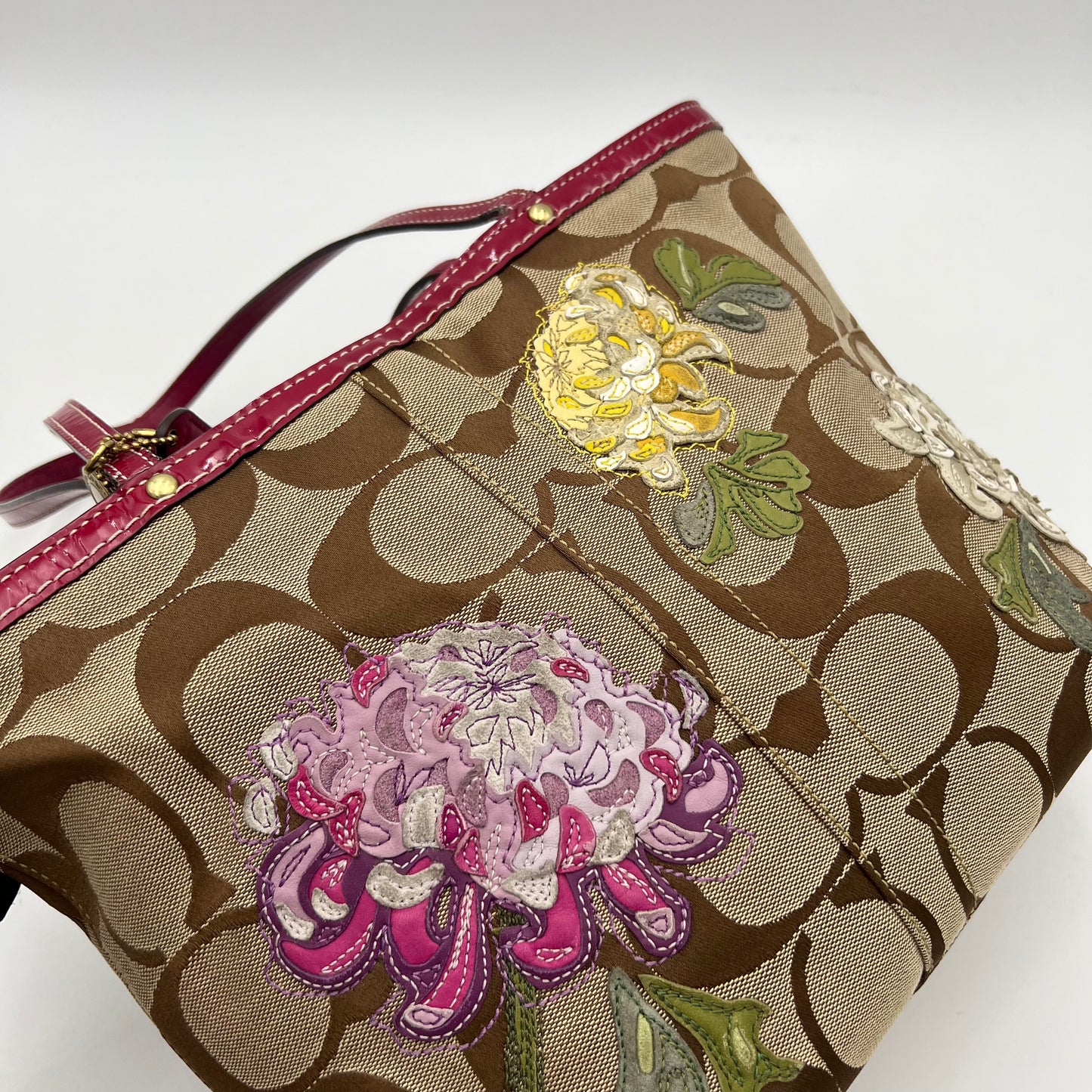 Coach Limited Edition C Signature Floral Applique Tote
