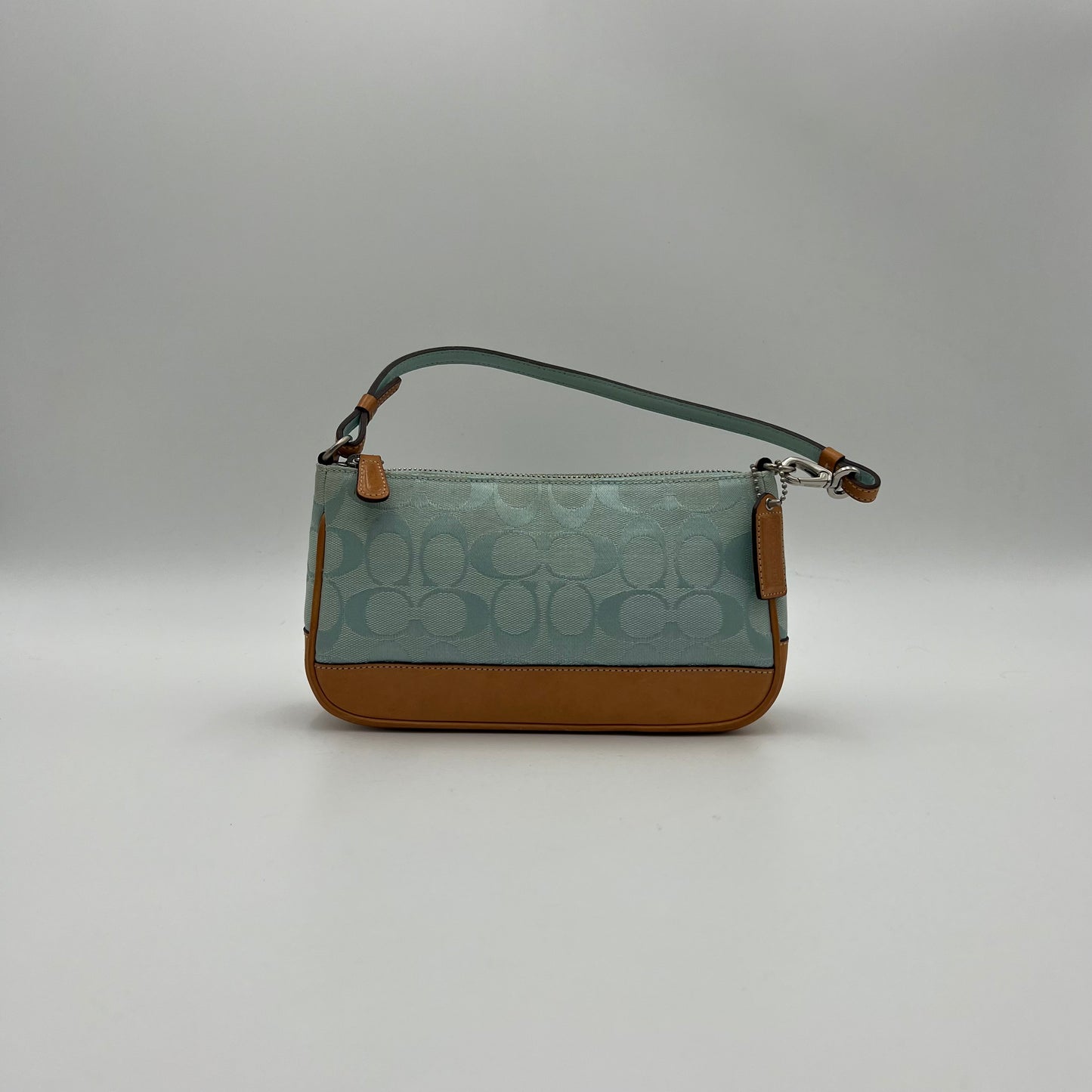 Coach Light Blue Signature and Leather Demi Pochette