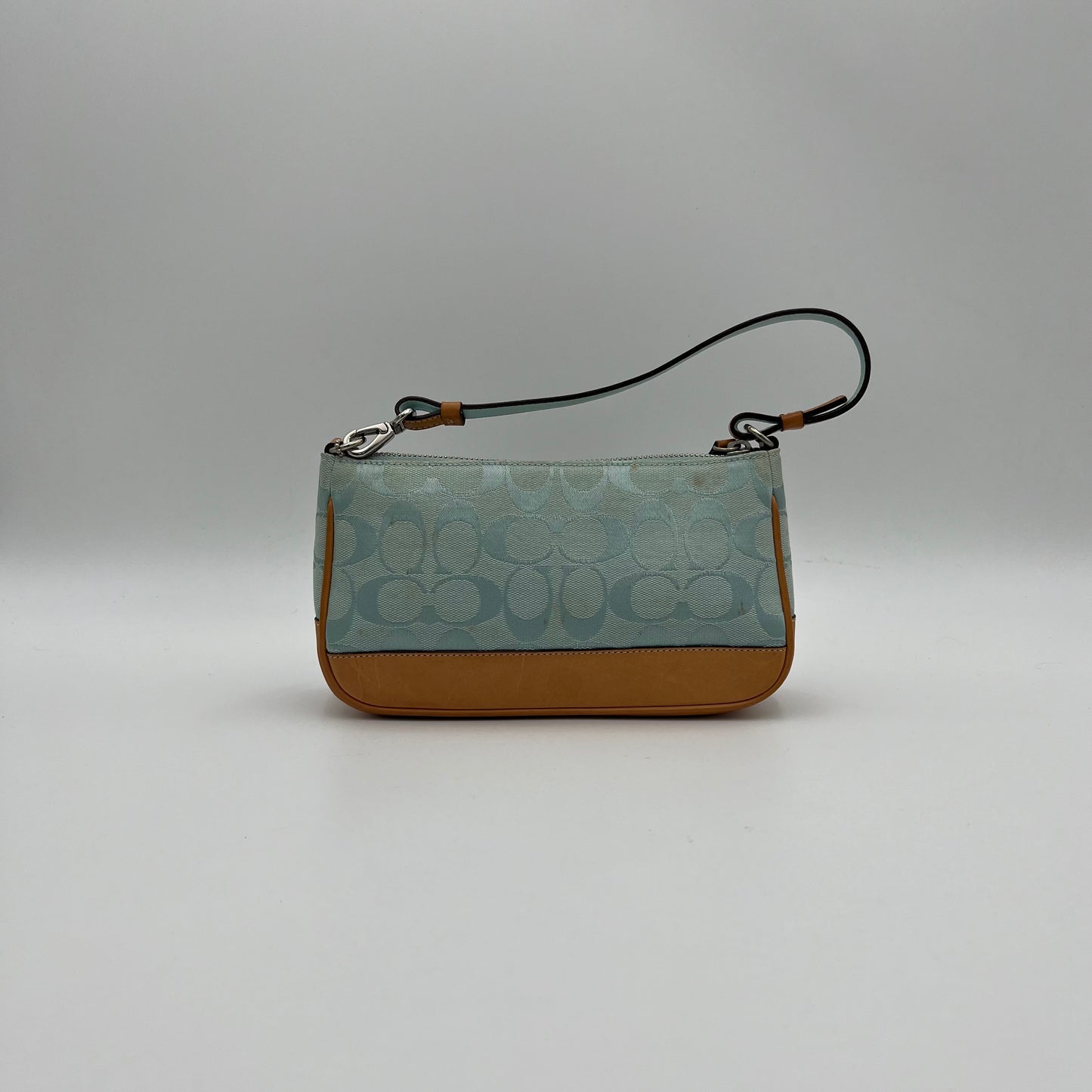 Coach Light Blue Signature and Leather Demi Pochette