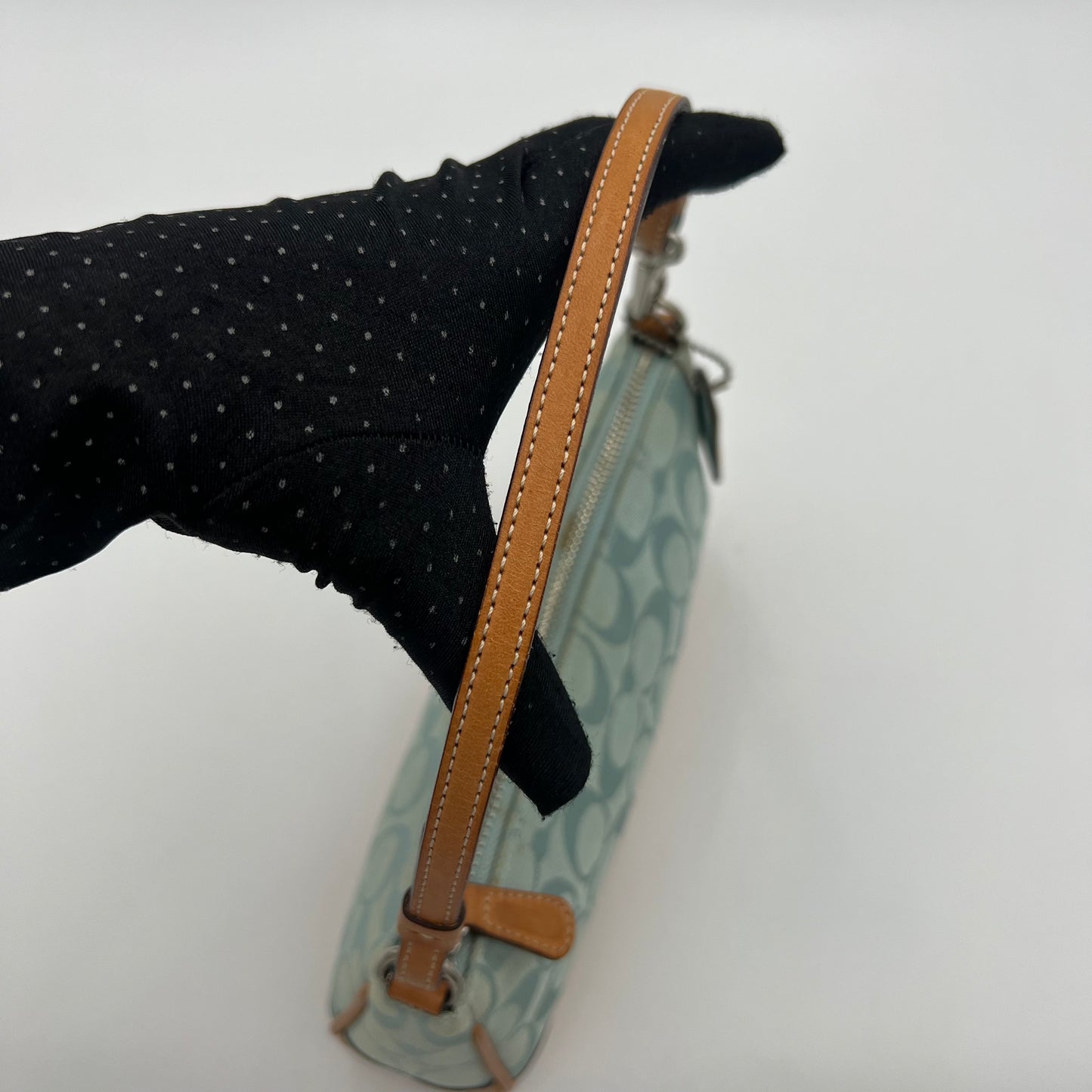 Coach Light Blue Signature and Leather Demi Pochette