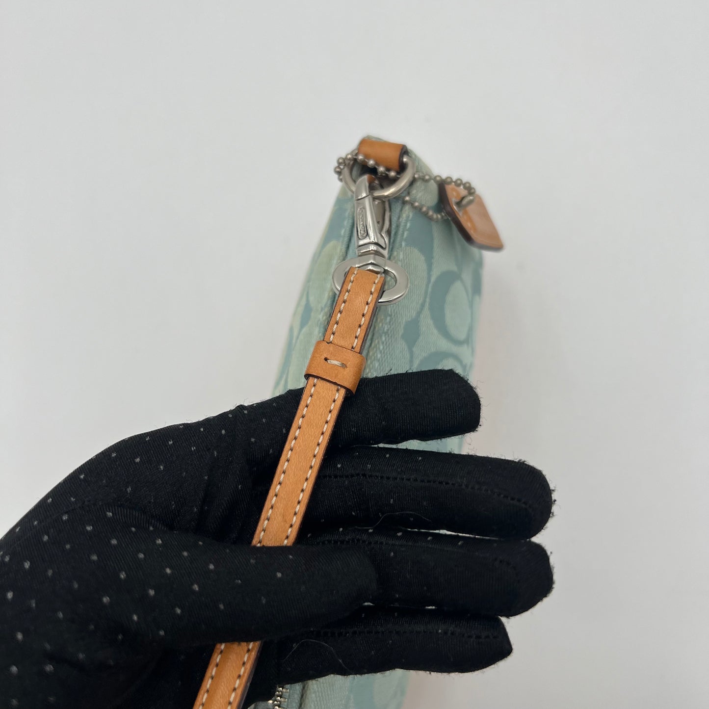Coach Light Blue Signature and Leather Demi Pochette