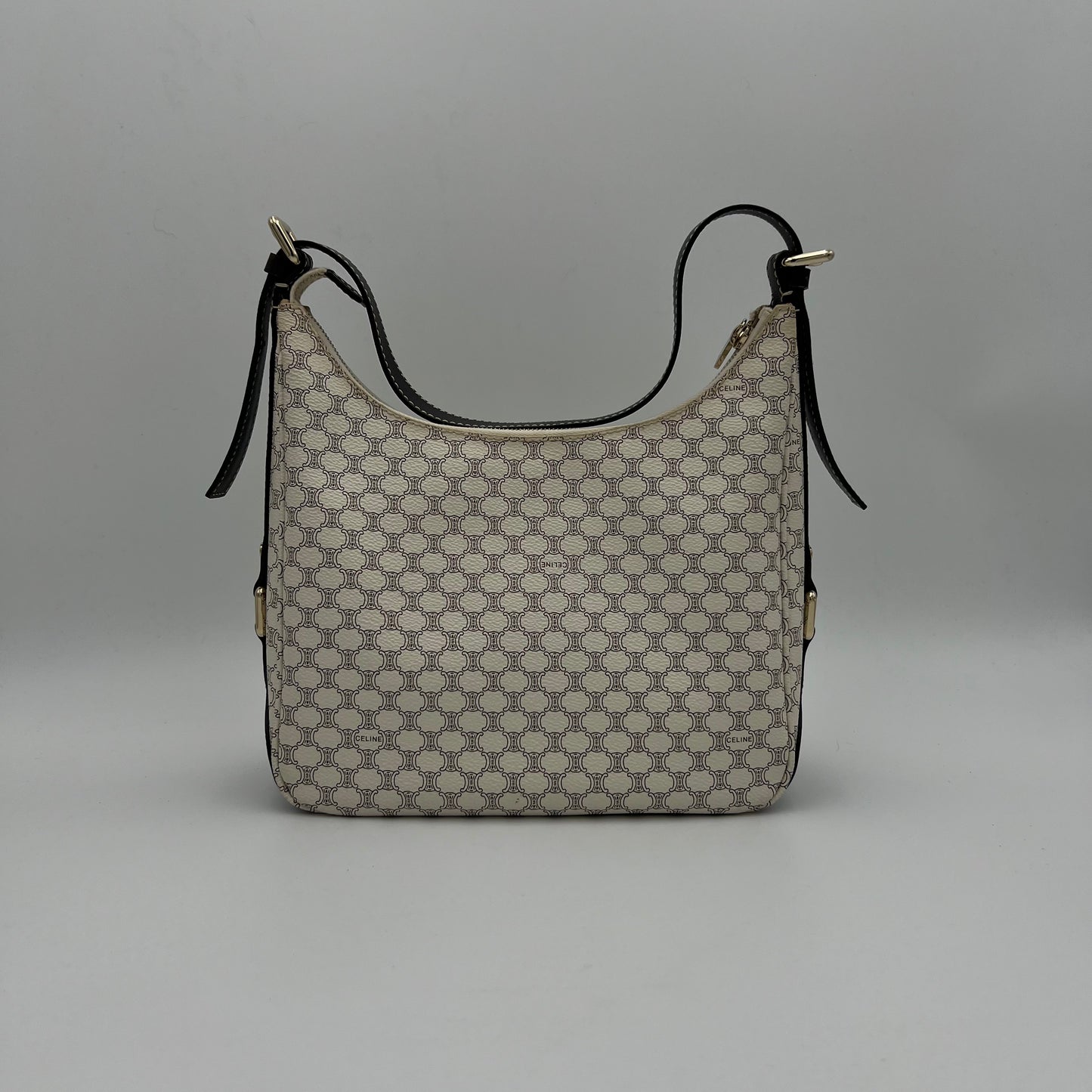 Celine Paris White Macadam Hobo Shoulder Bag