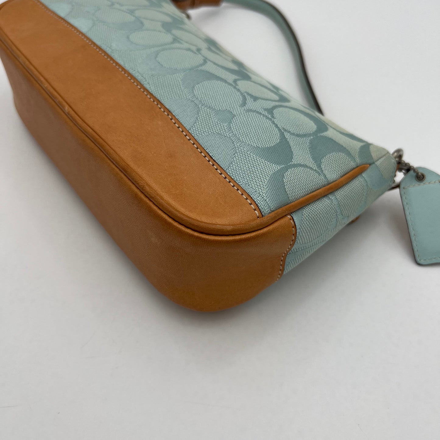 Coach Light Blue Signature and Leather Demi Pochette