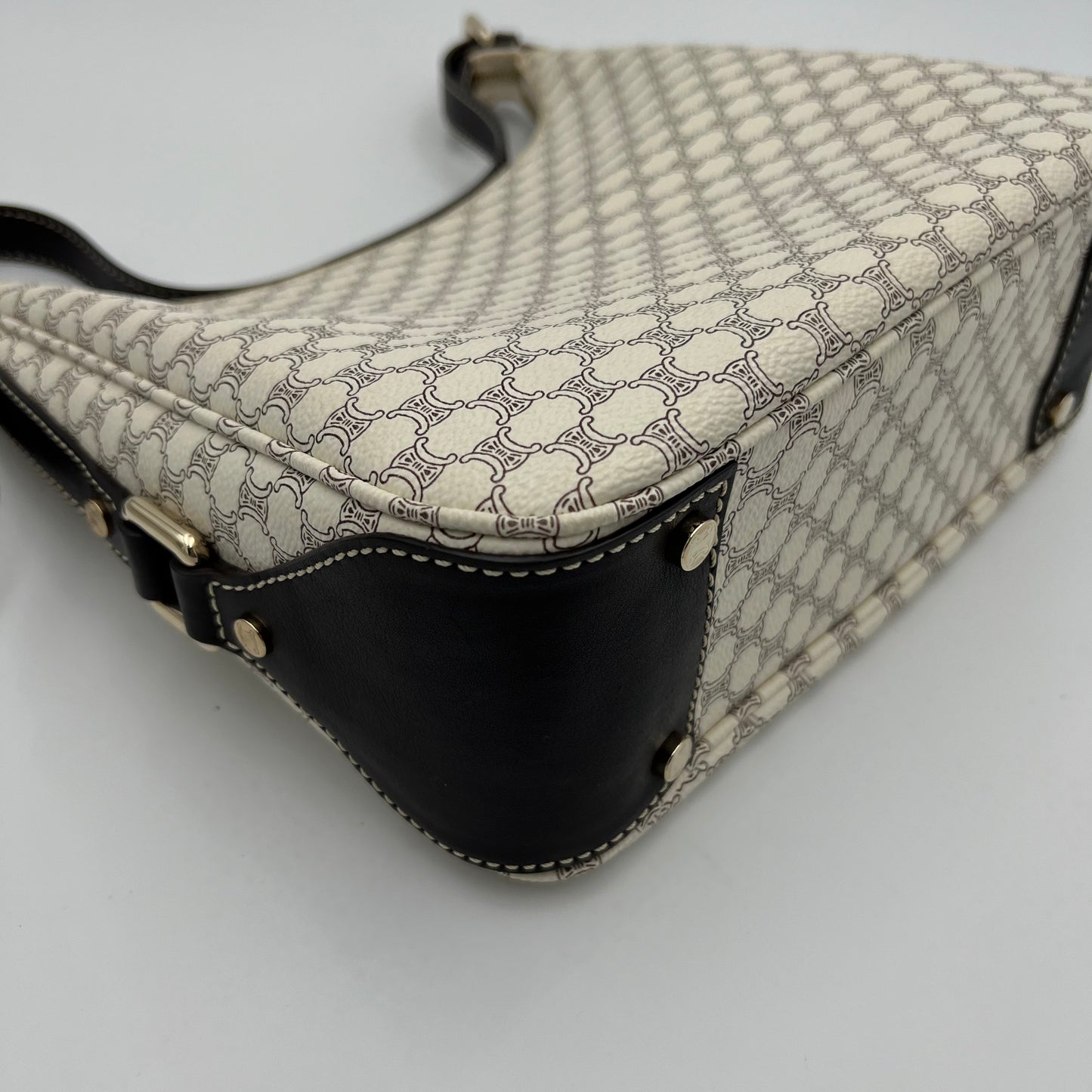Celine Paris White Macadam Hobo Shoulder Bag