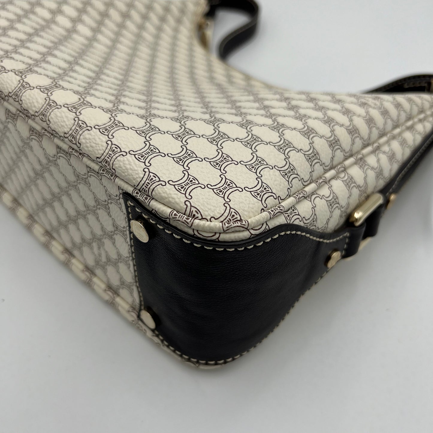 Celine Paris White Macadam Hobo Shoulder Bag
