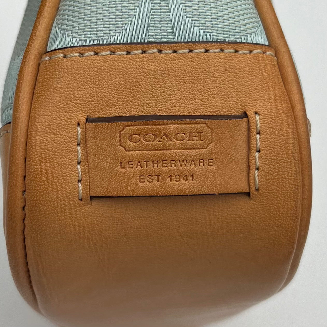 Coach Light Blue Signature and Leather Demi Pochette