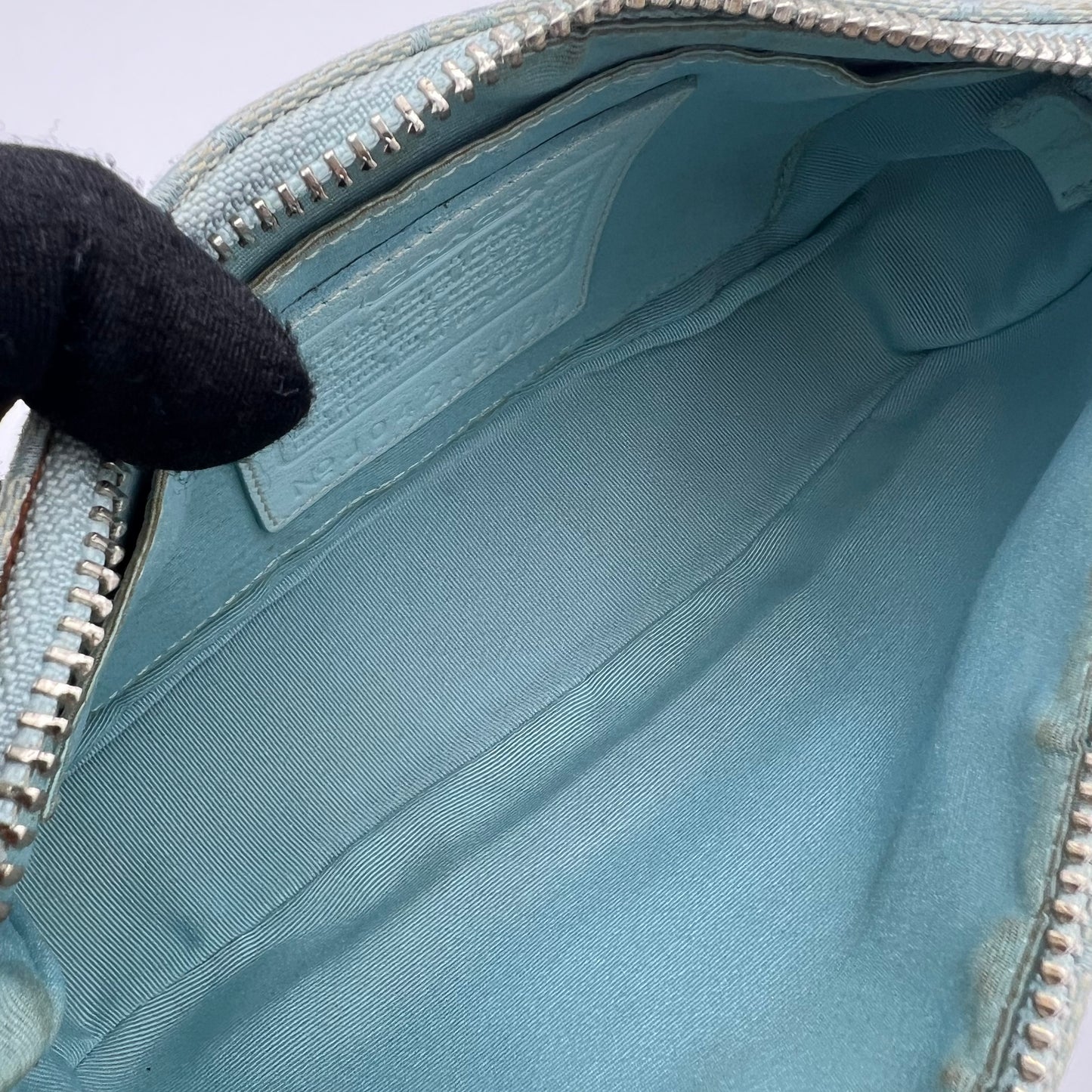Coach Light Blue Signature and Leather Demi Pochette