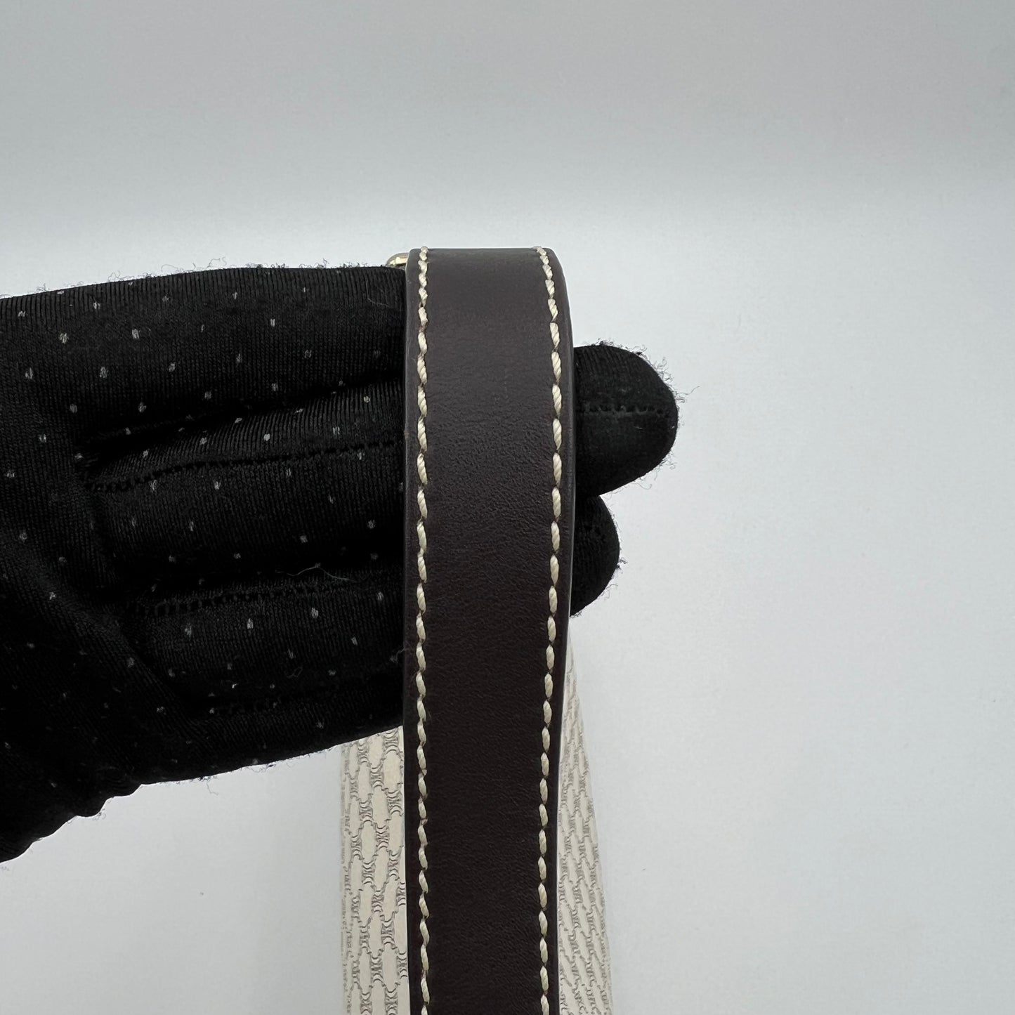 Celine Paris White Macadam Hobo Shoulder Bag
