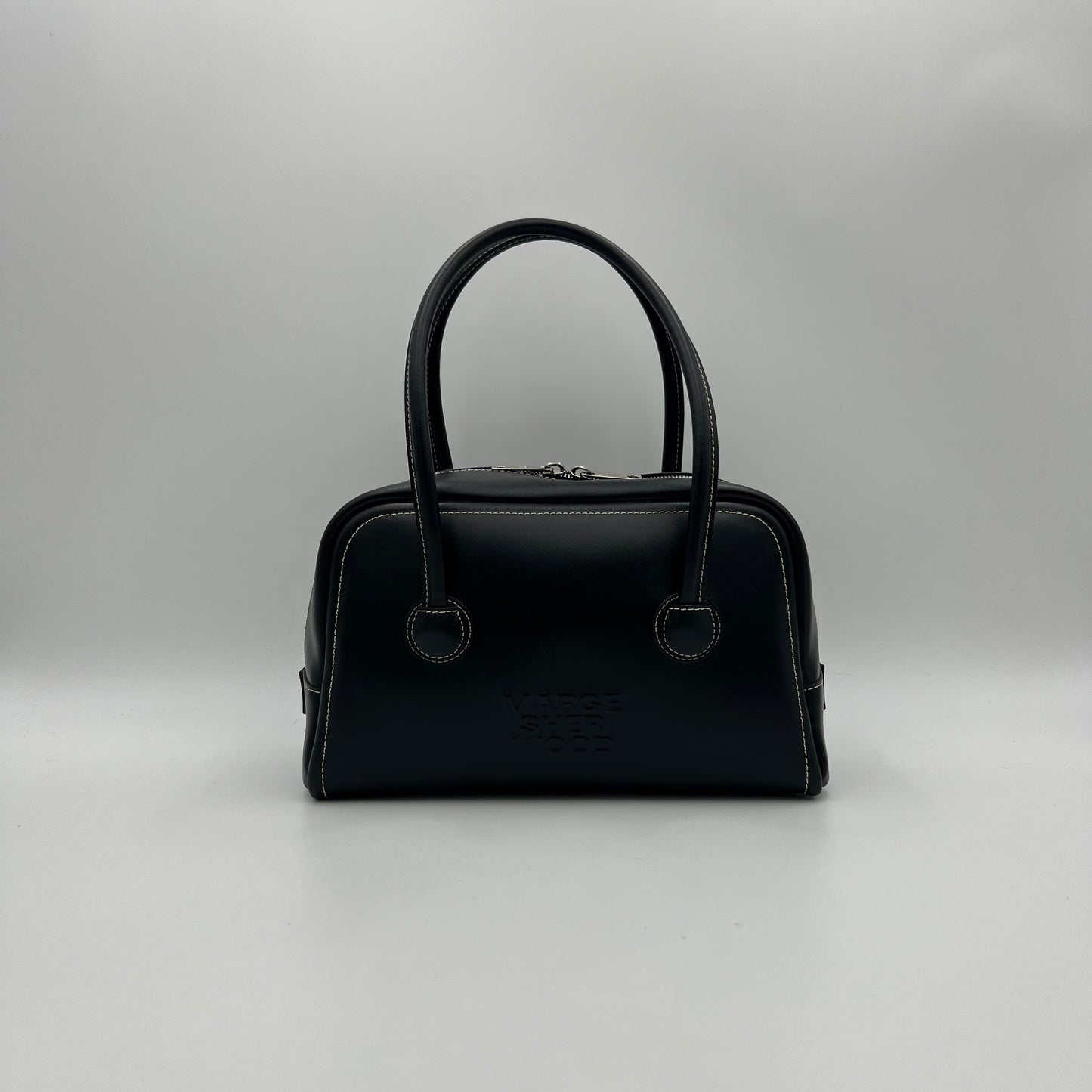 Marge Sherwood Black Leather Soft Boston Bag