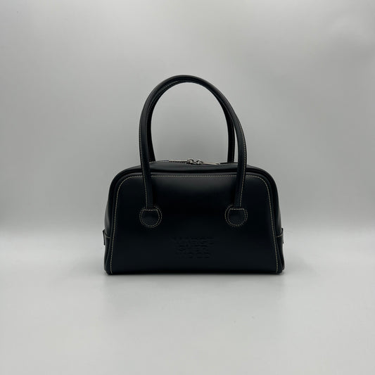 Marge Sherwood Black Leather Soft Boston Bag