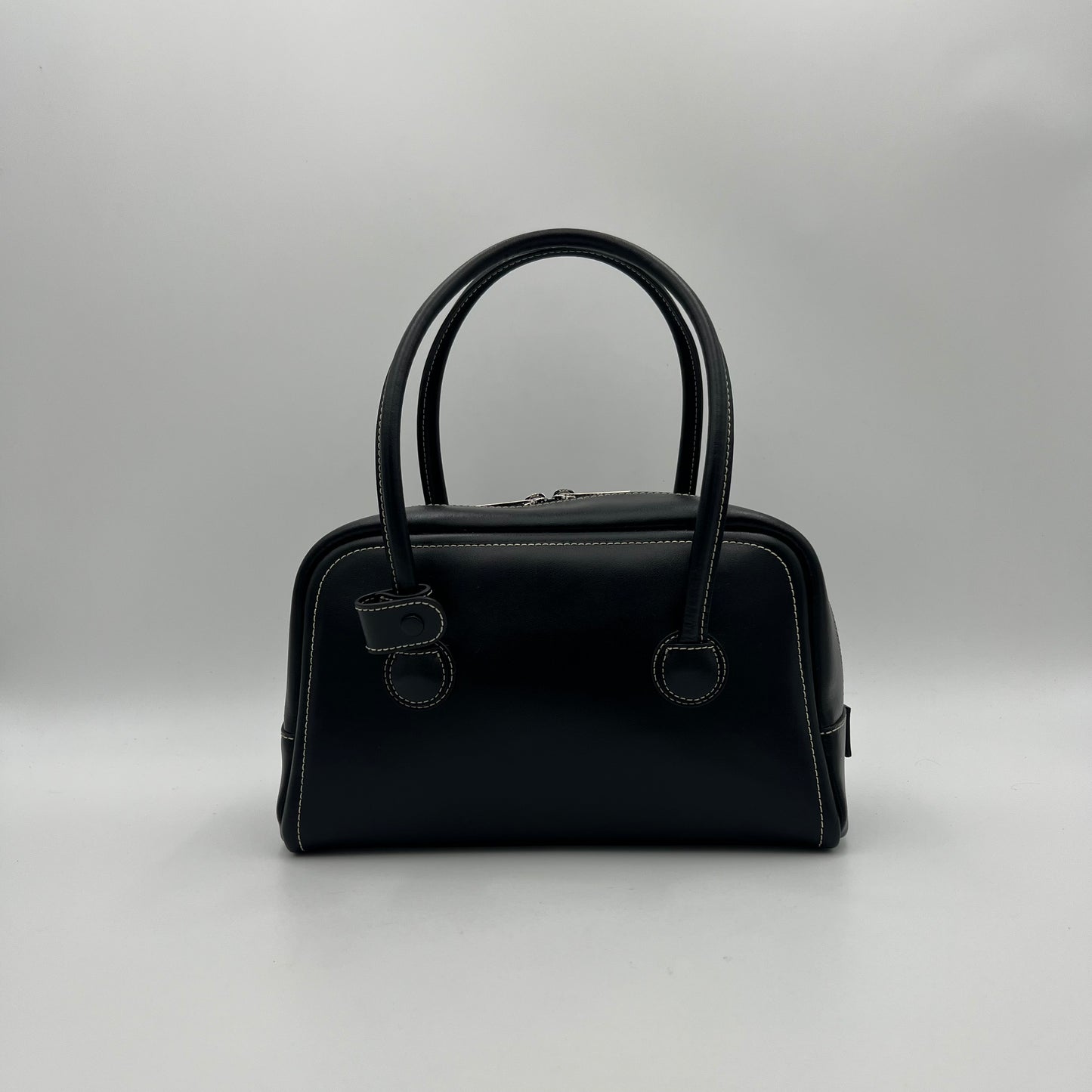 Marge Sherwood Black Leather Soft Boston Bag