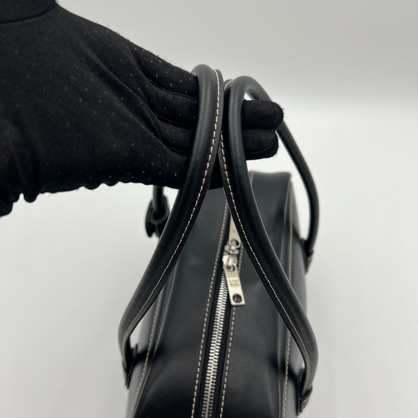 Marge Sherwood Black Leather Soft Boston Bag