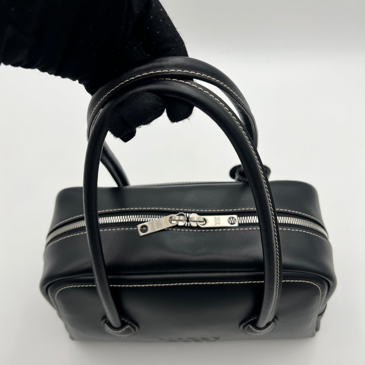Marge Sherwood Black Leather Soft Boston Bag