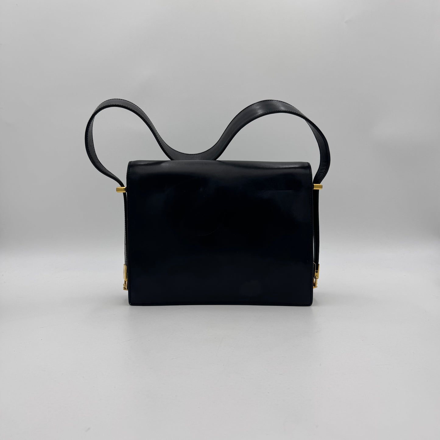 Celine Paris Black Leather Triomphe Box Bag