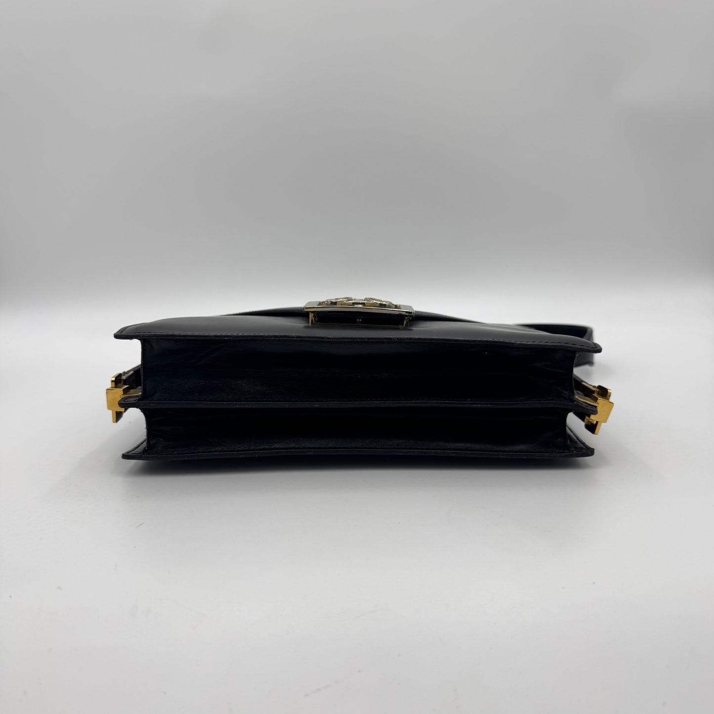 Celine Paris Black Leather Triomphe Box Bag