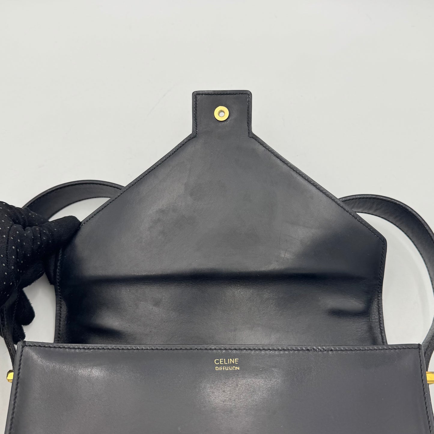 Celine Paris Black Leather Triomphe Box Bag