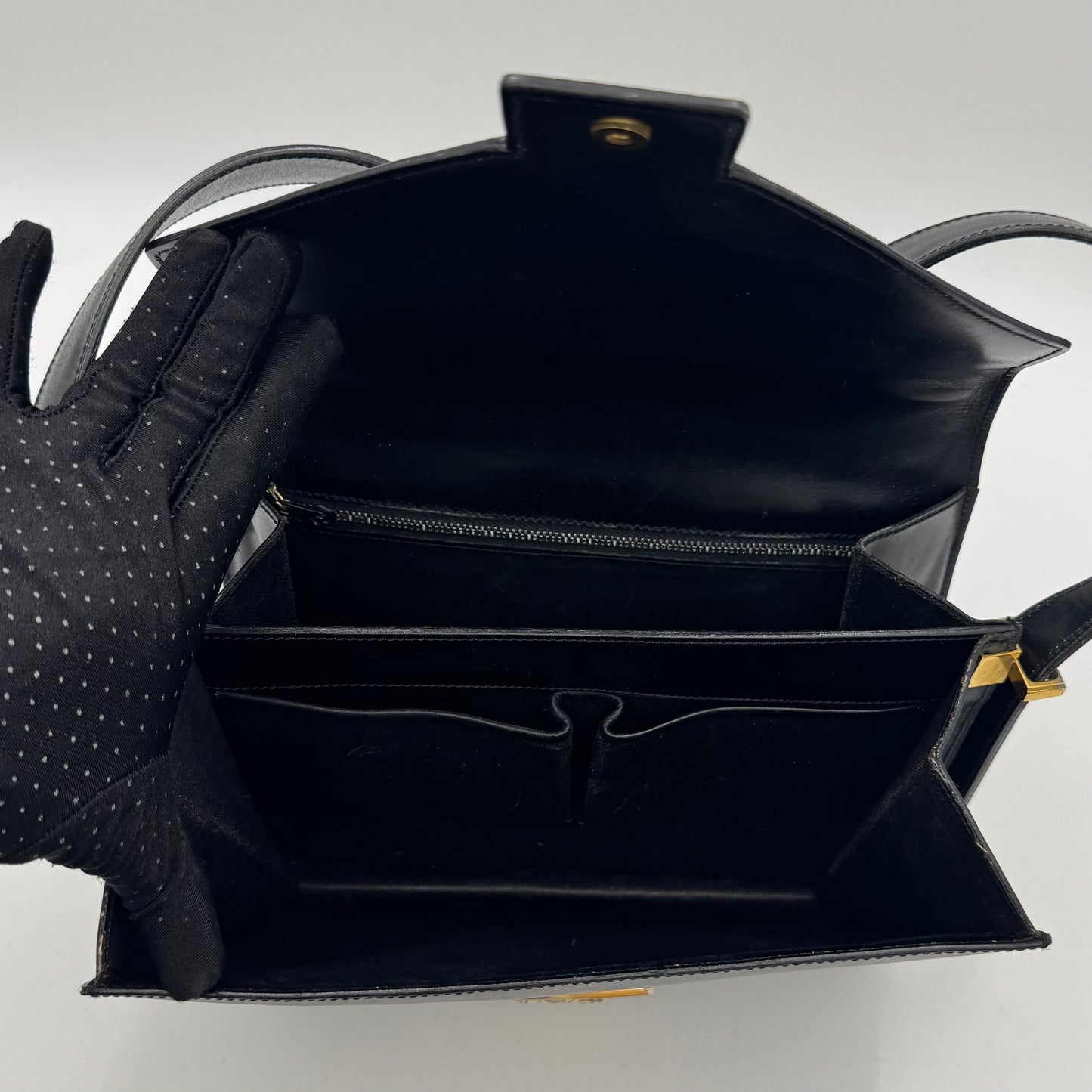 Celine Paris Black Leather Triomphe Box Bag