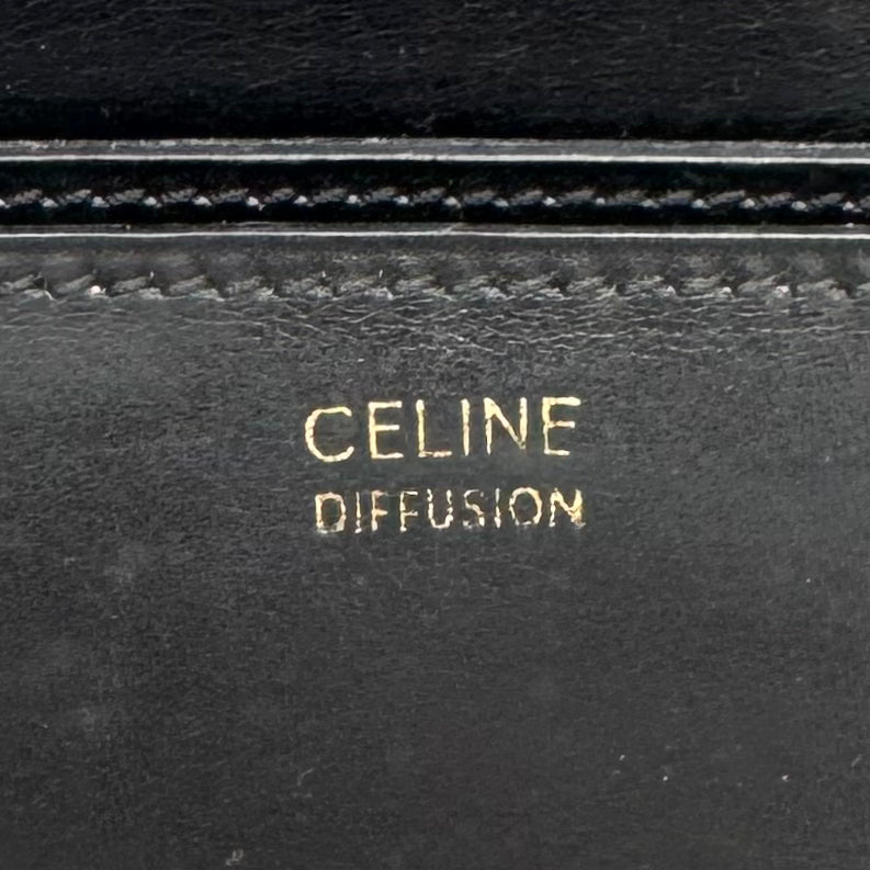 Celine Paris Black Leather Triomphe Box Bag