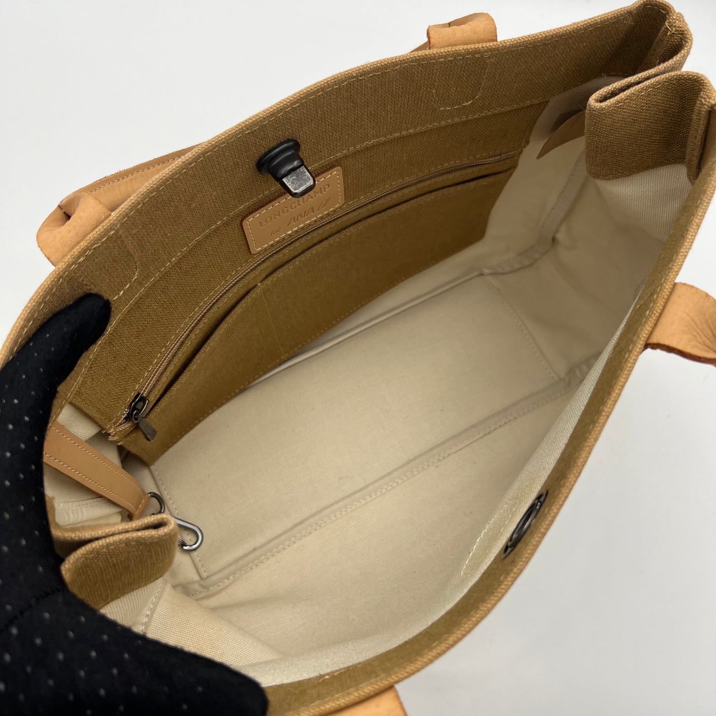 Longchamp ANA Beige Canvas Tote