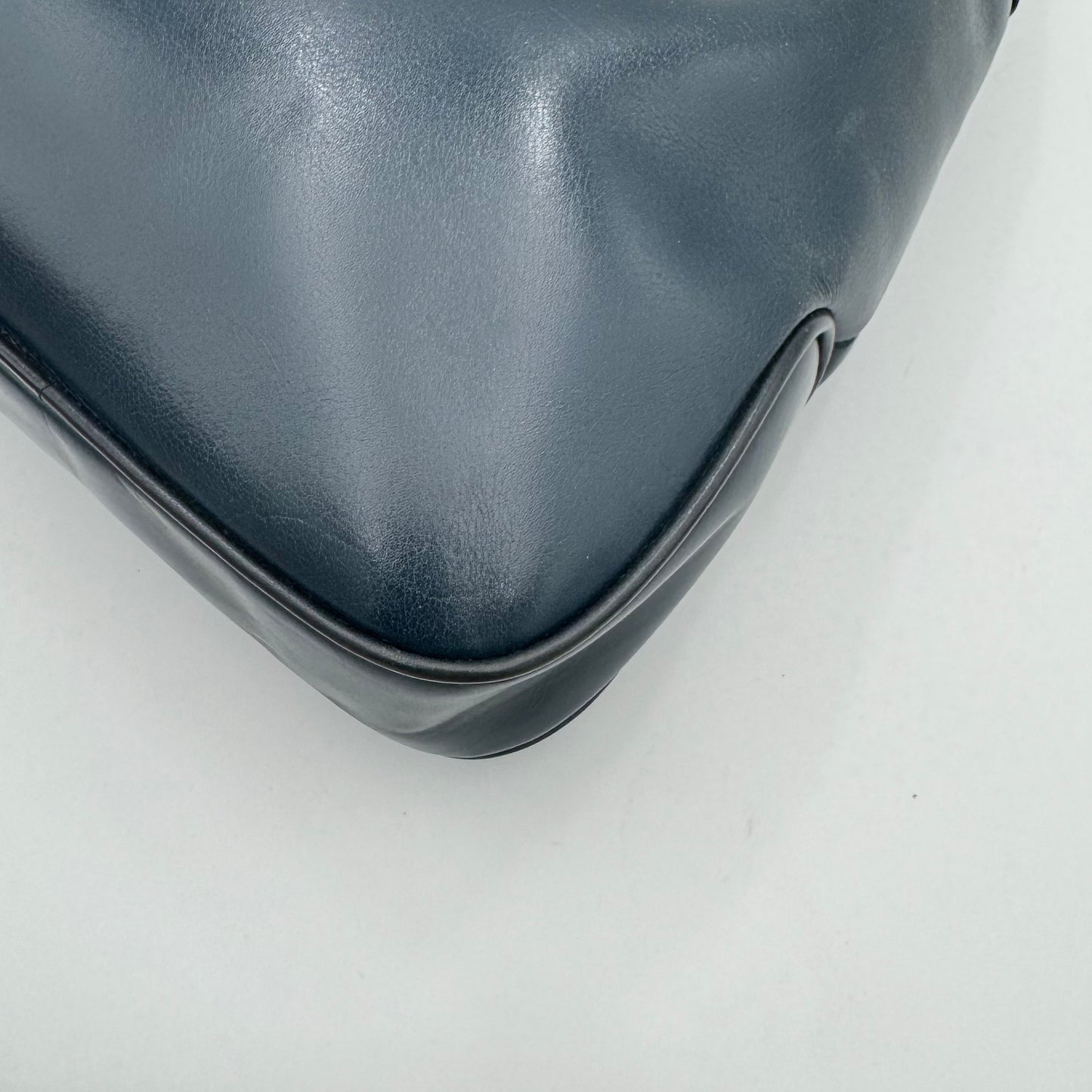 Celine Paris Dark Blue Leather Triomphe Twist Lock Hobo Shoulder Bag