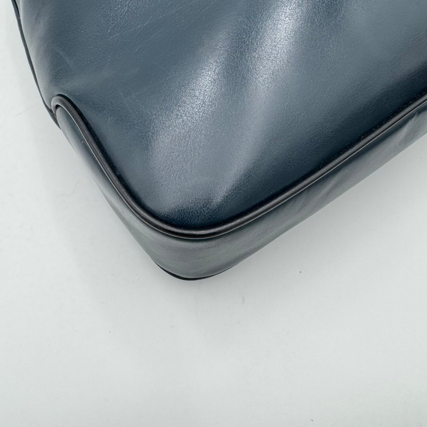 Celine Paris Dark Blue Leather Triomphe Twist Lock Hobo Shoulder Bag