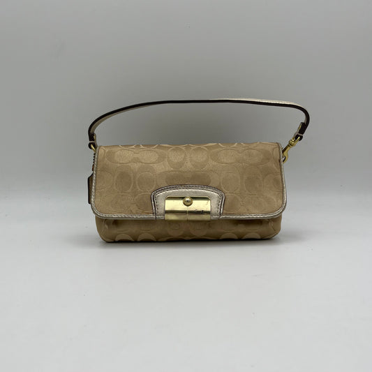 Coach Beige C Signature Flap Baguette