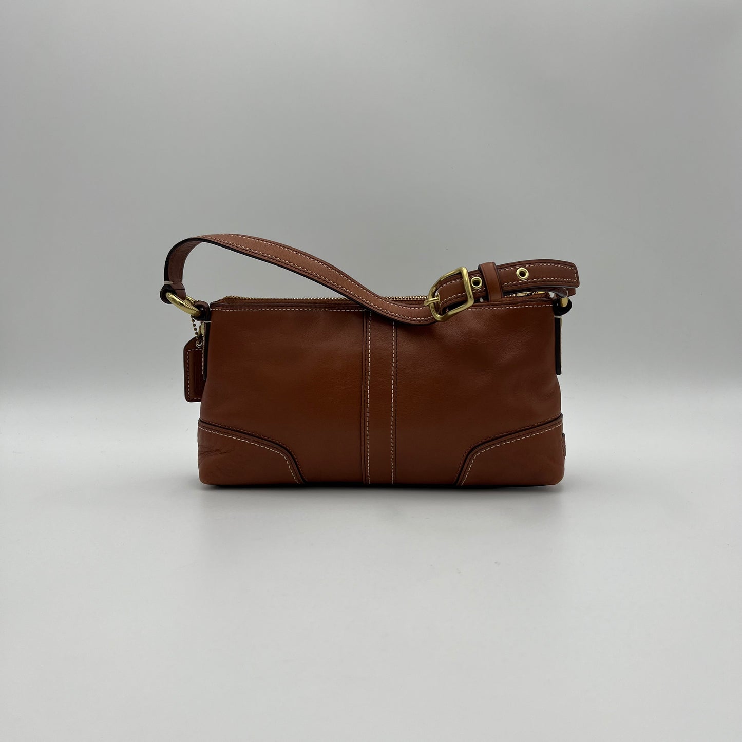 Coach Maple Brown Leather Twist Lock Pochette