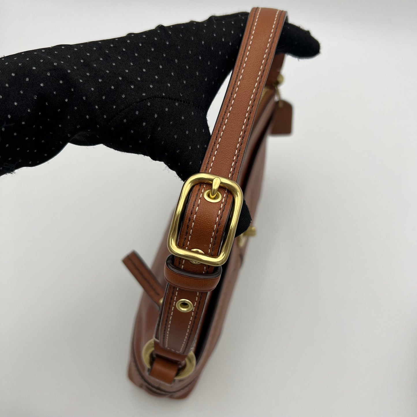 Coach Maple Brown Leather Twist Lock Pochette