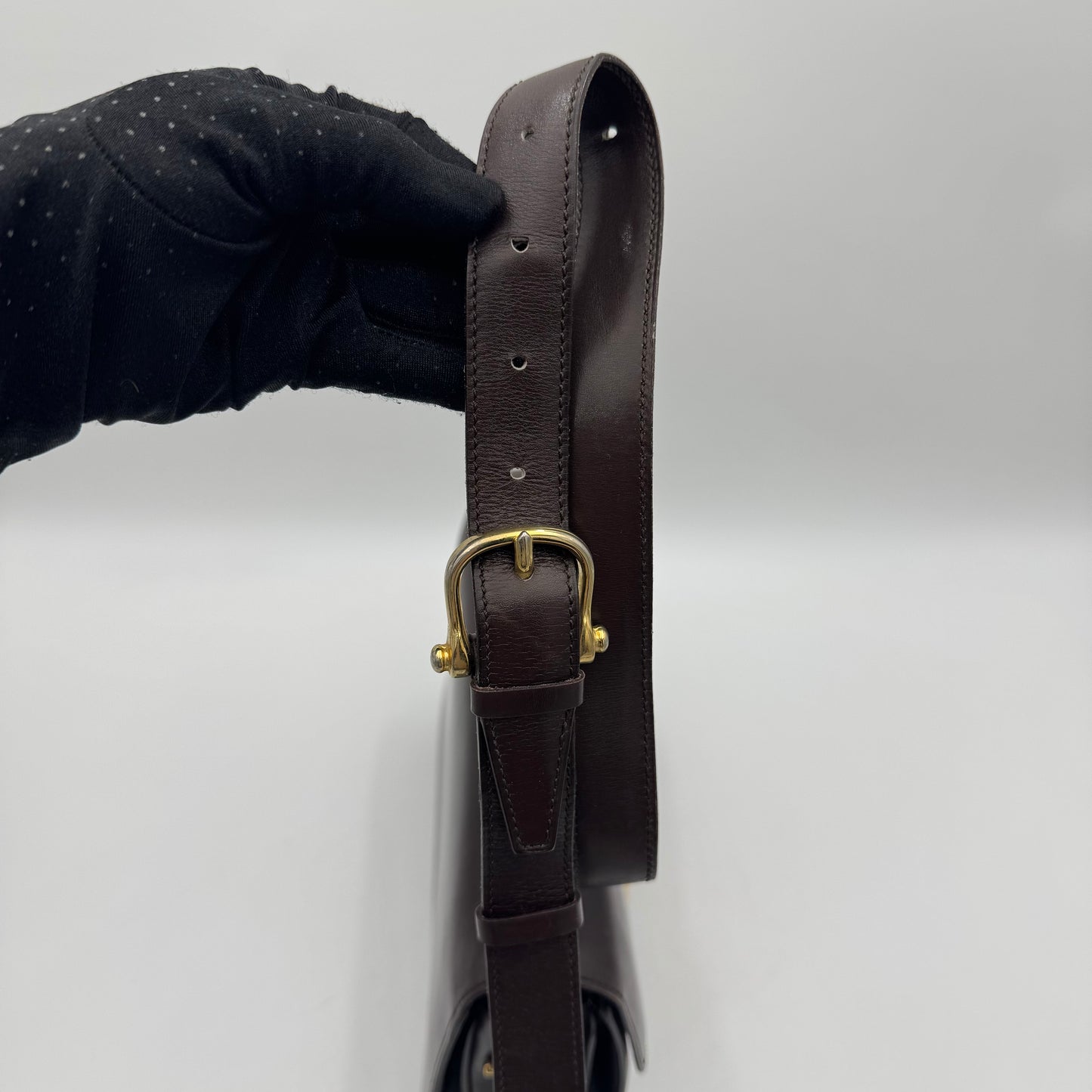 Celine Paris Dark Brown Leather Horsebit Box Bag GHW