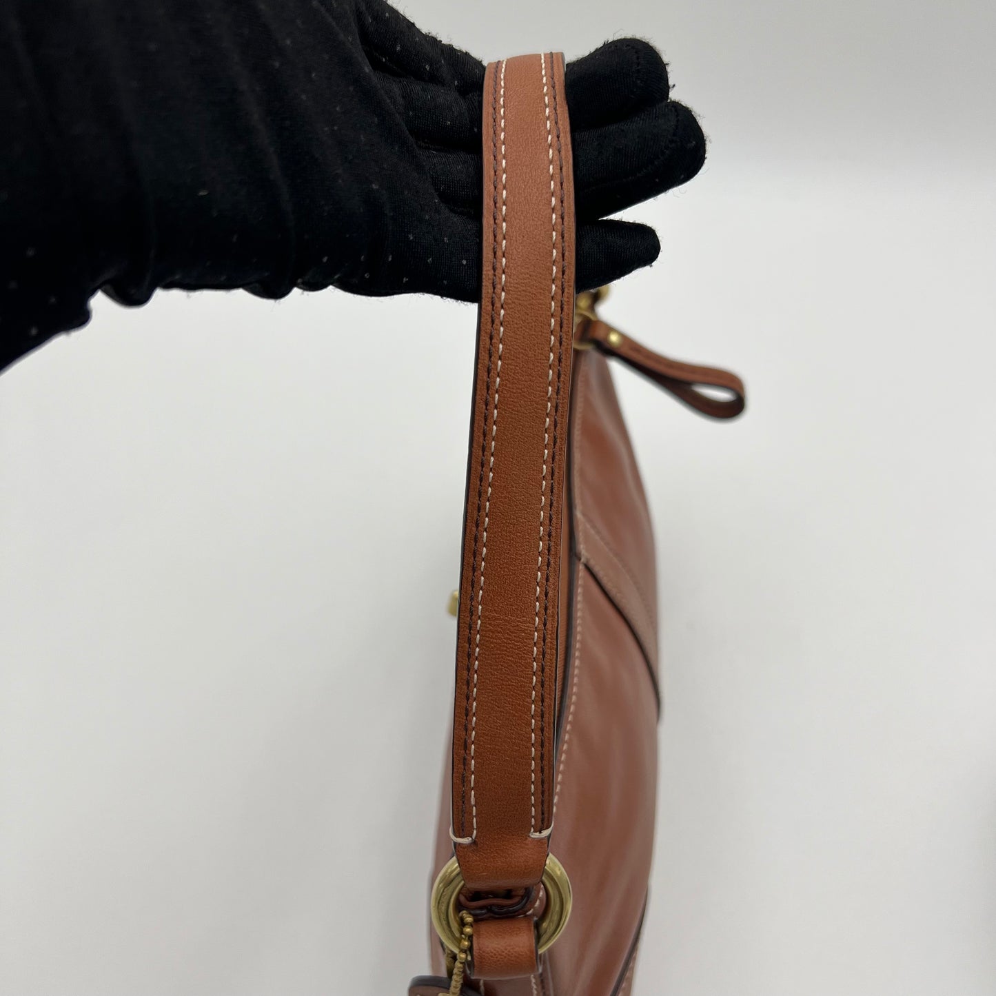 Coach Maple Brown Leather Twist Lock Pochette
