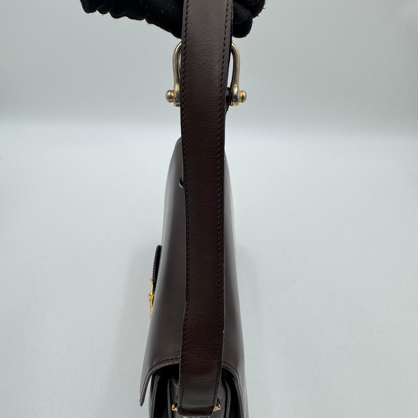 Celine Paris Dark Brown Leather Horsebit Box Bag GHW