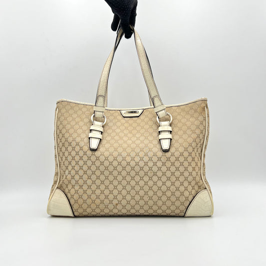 Celine Paris Beige Macadam Canvas Handbag
