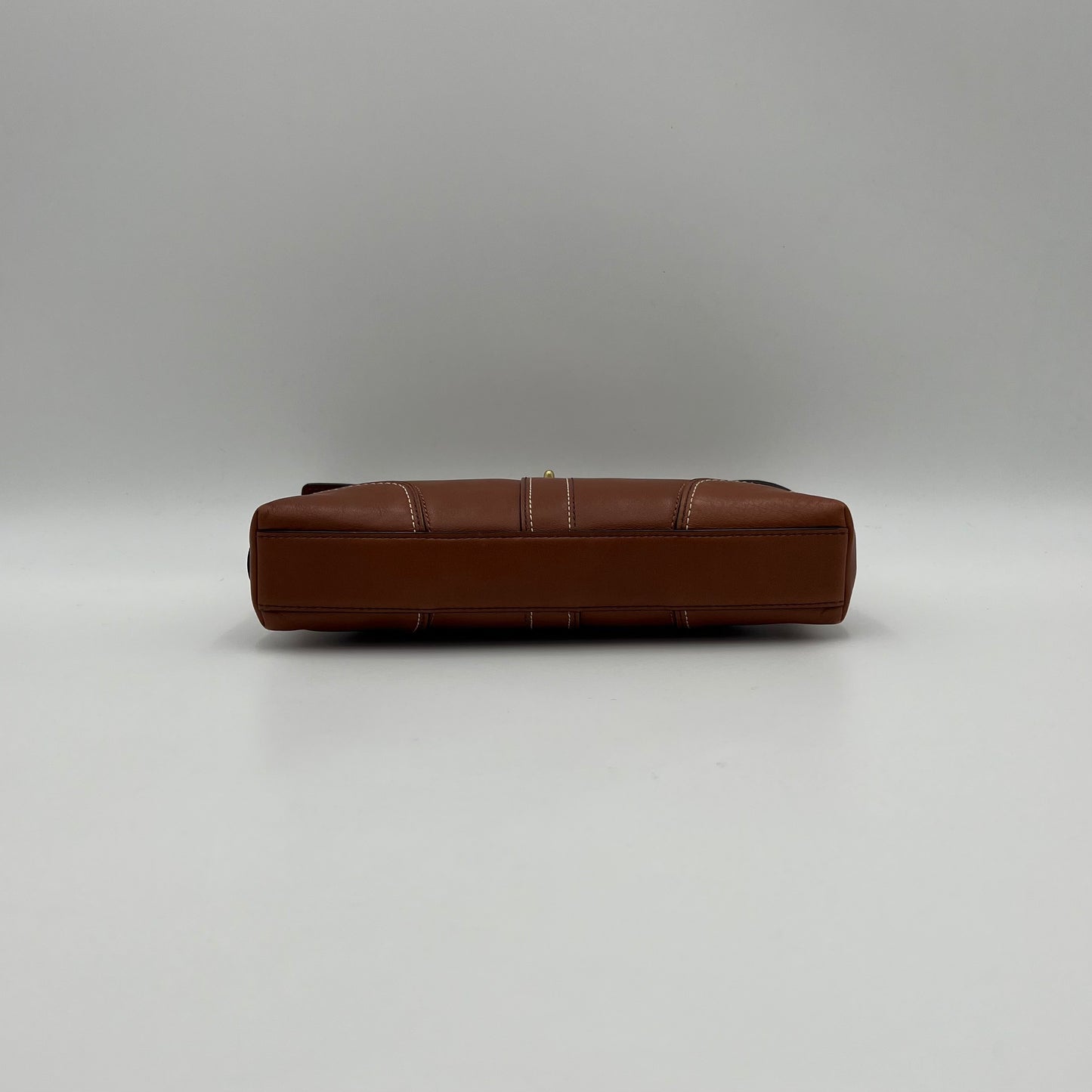 Coach Maple Brown Leather Twist Lock Pochette