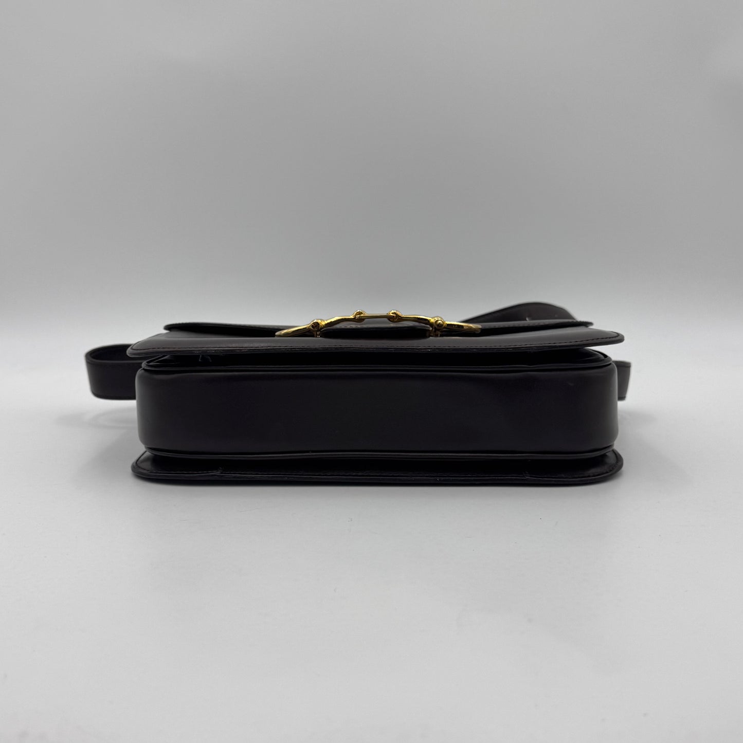 Celine Paris Dark Brown Leather Horsebit Box Bag GHW