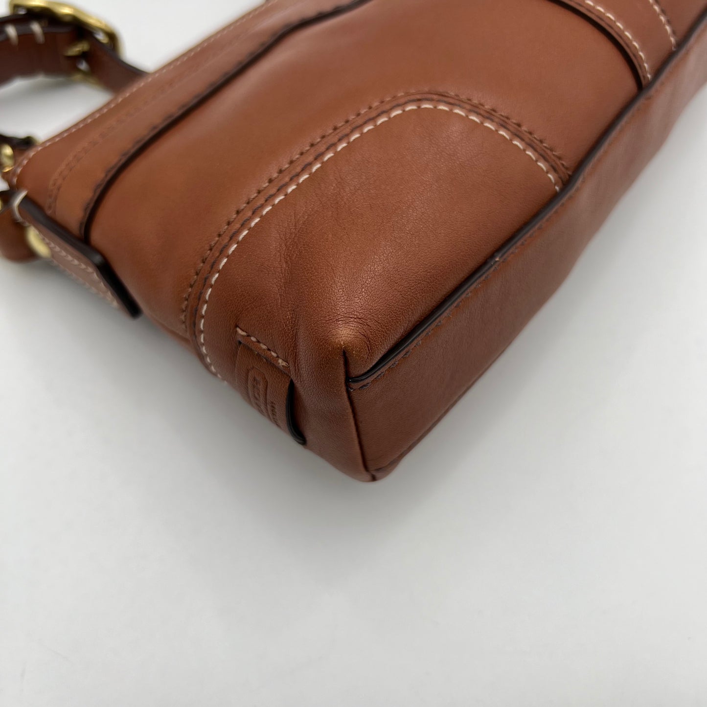 Coach Maple Brown Leather Twist Lock Pochette