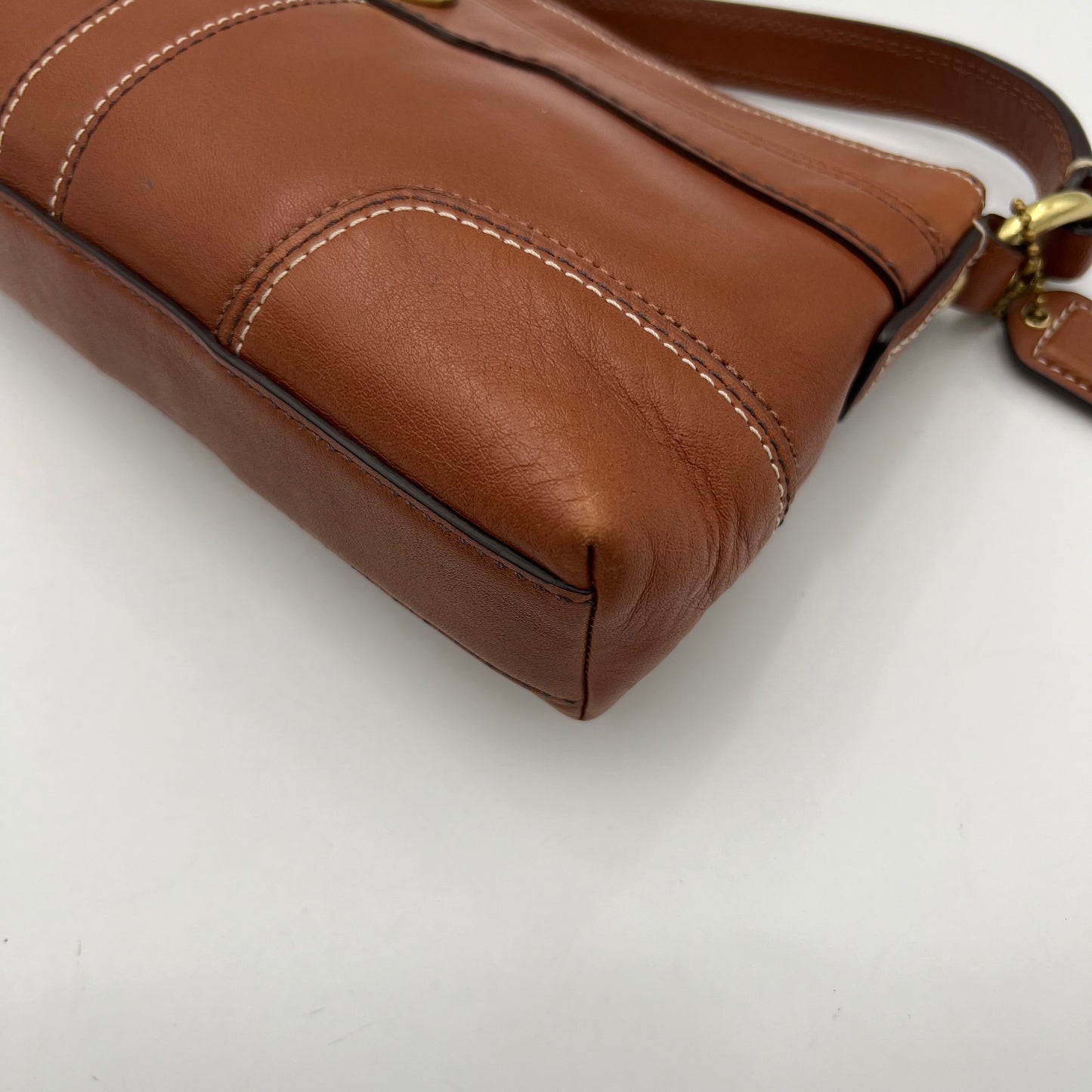 Coach Maple Brown Leather Twist Lock Pochette