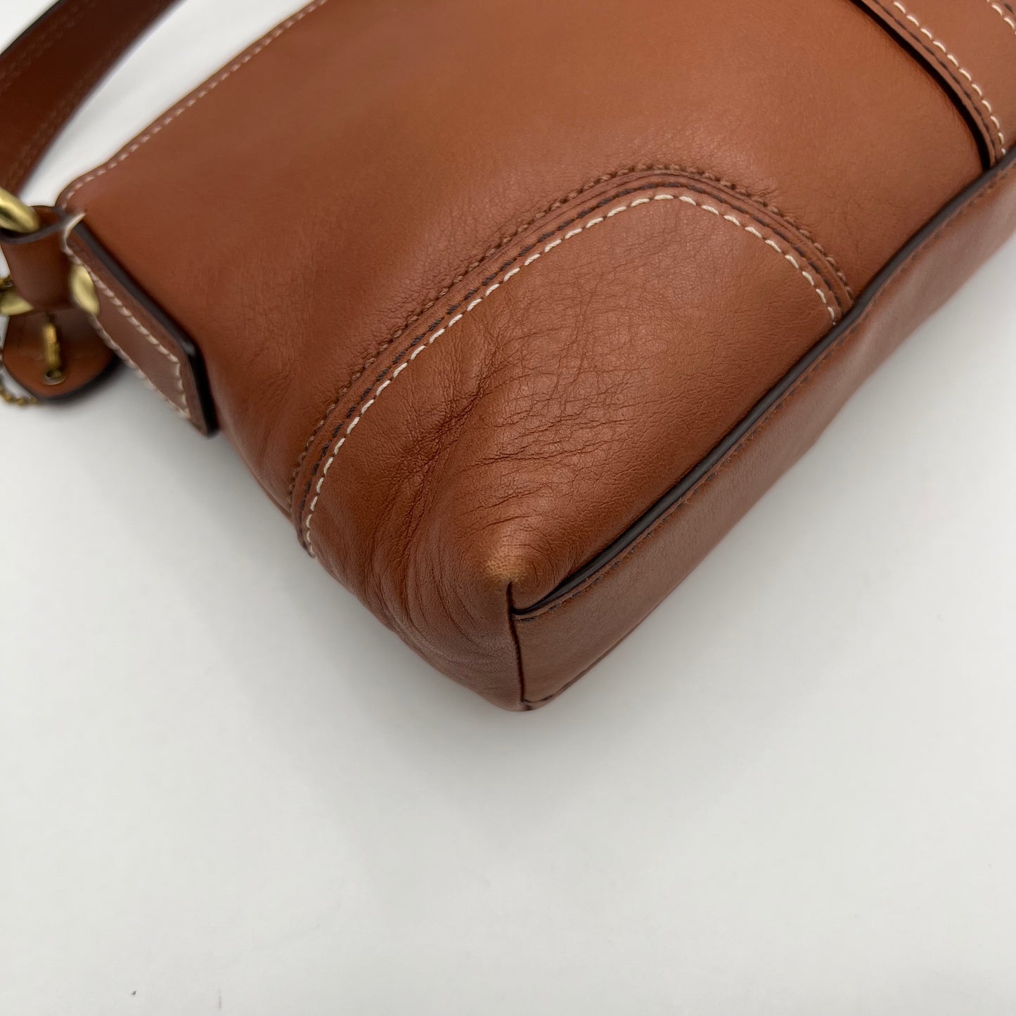 Coach Maple Brown Leather Twist Lock Pochette