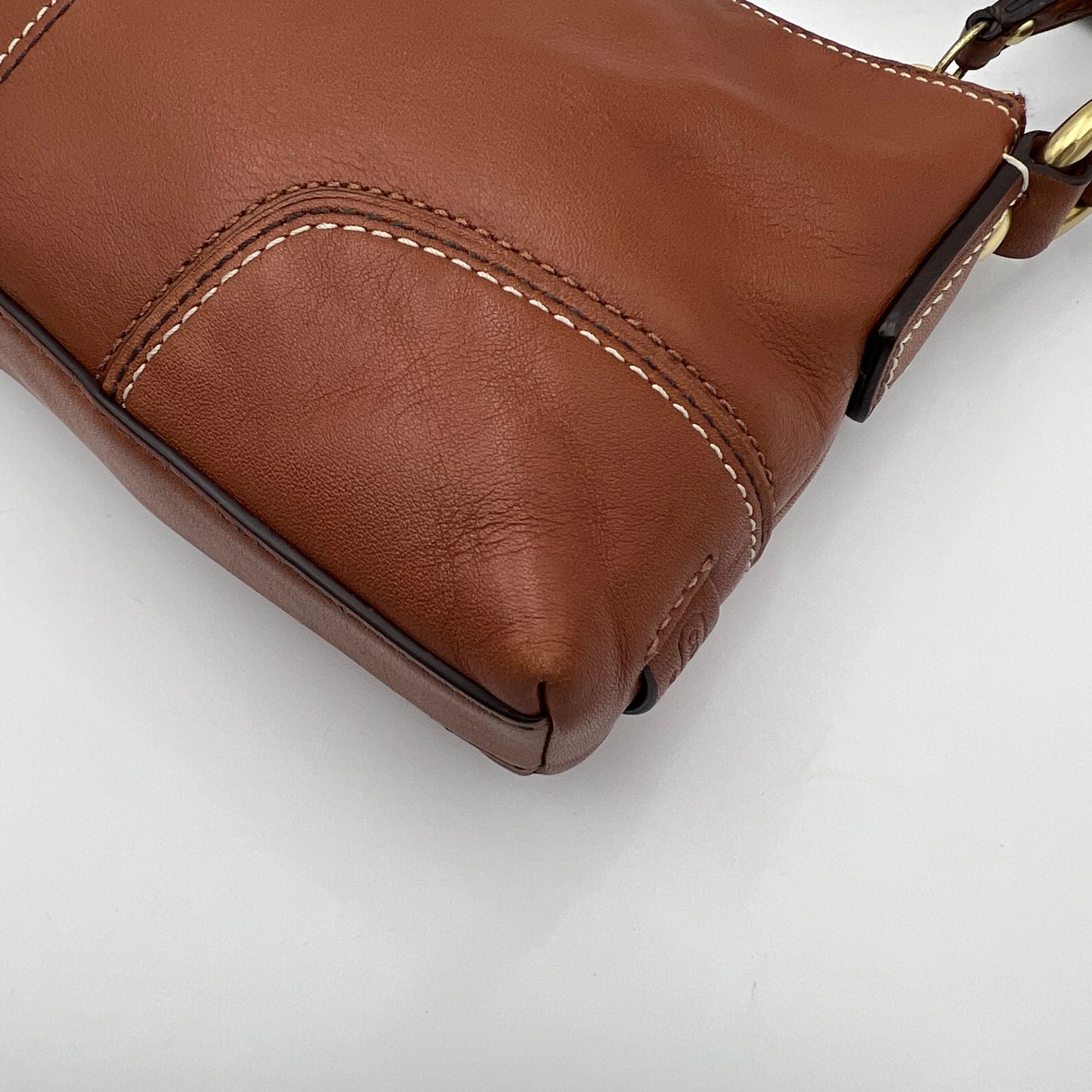Coach Maple Brown Leather Twist Lock Pochette