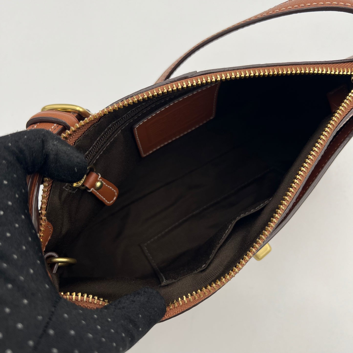 Coach Maple Brown Leather Twist Lock Pochette