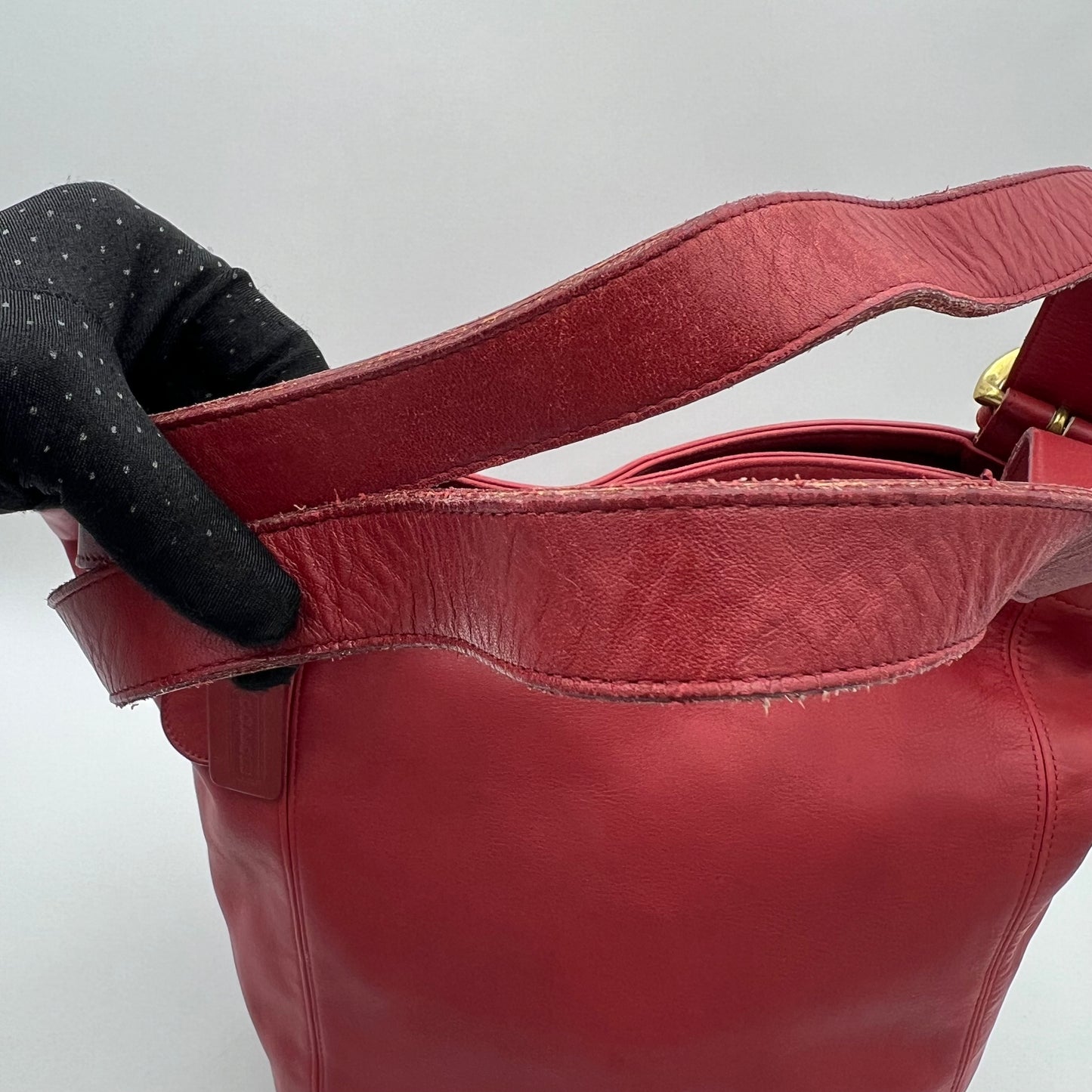 Coach Cherry Red Leather Soho XL Duffle Tote