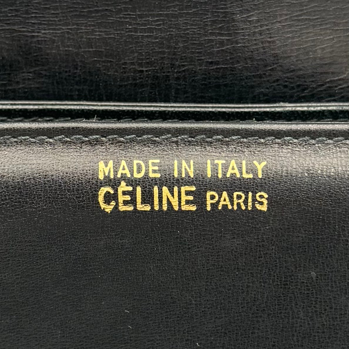 Celine Paris Black Leather Circle Horse Carriage Logo Box Shoulder Bag