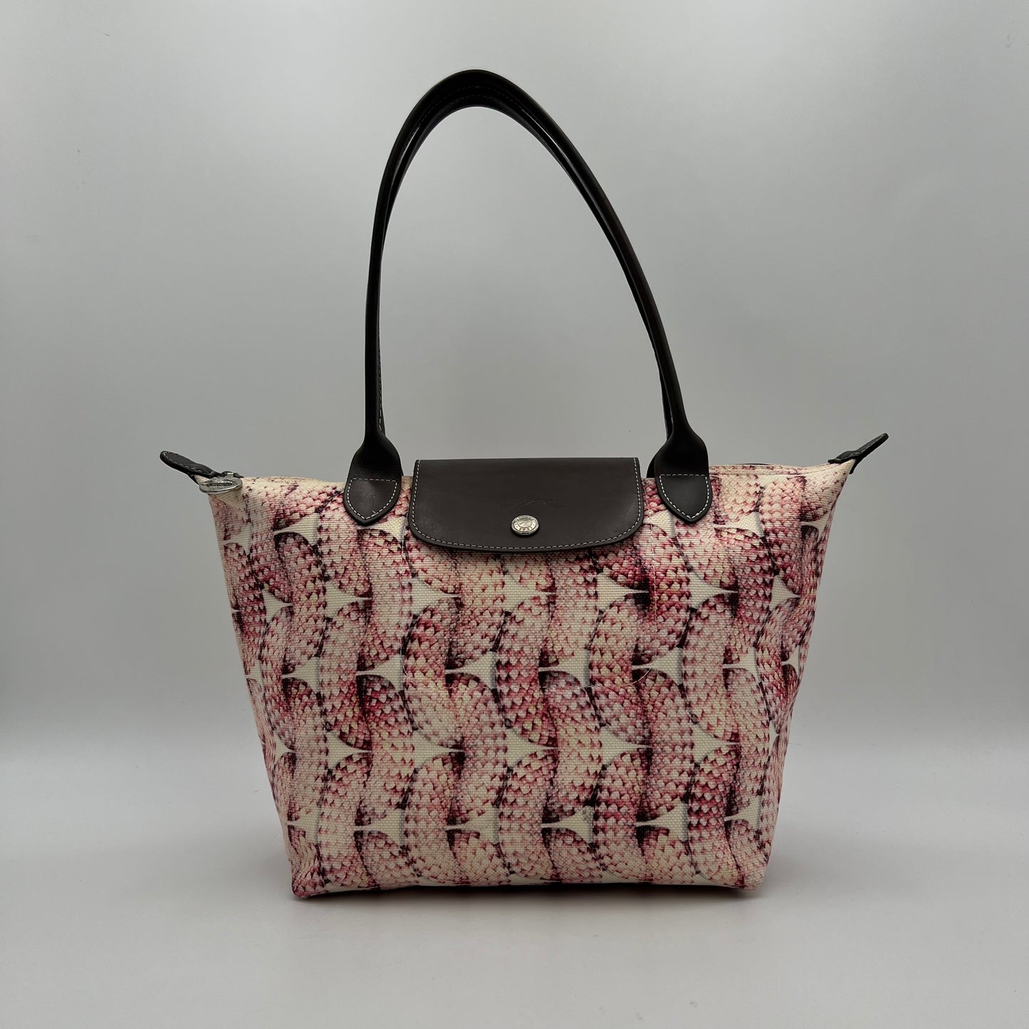 Longchamp Printed Canvas and Leather Surf and the City Le Pliage Tote